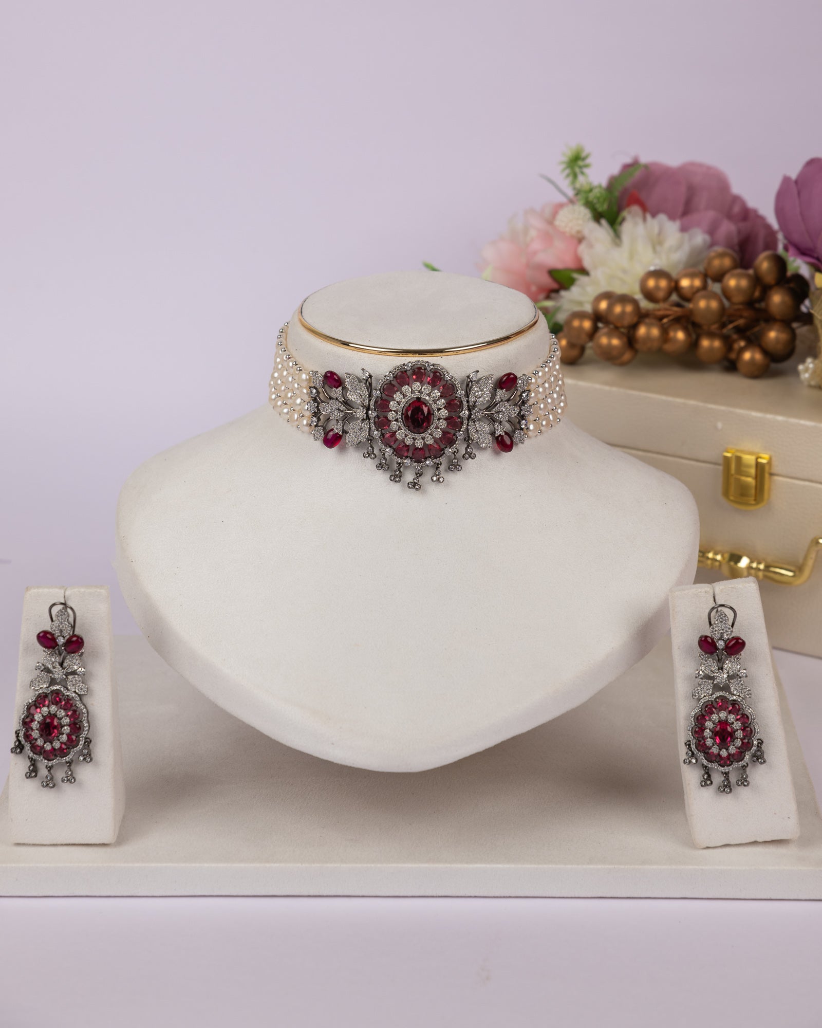 Authentic Real Natural Fresh Water Pearls Choker Set With Certificate(D.No CKR692)