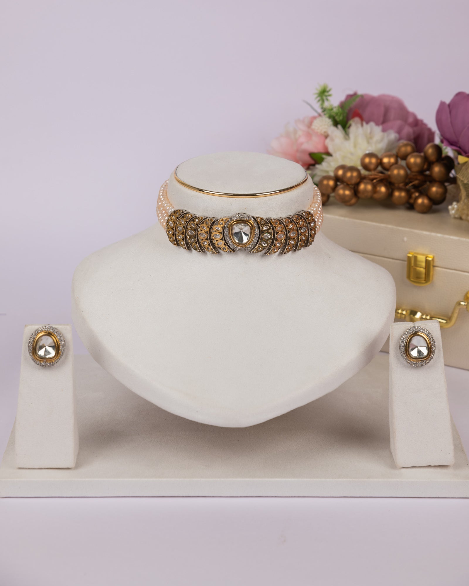 Authentic Real Natural Fresh Water Pearls Choker Set With Certificate(D.No CKR693)