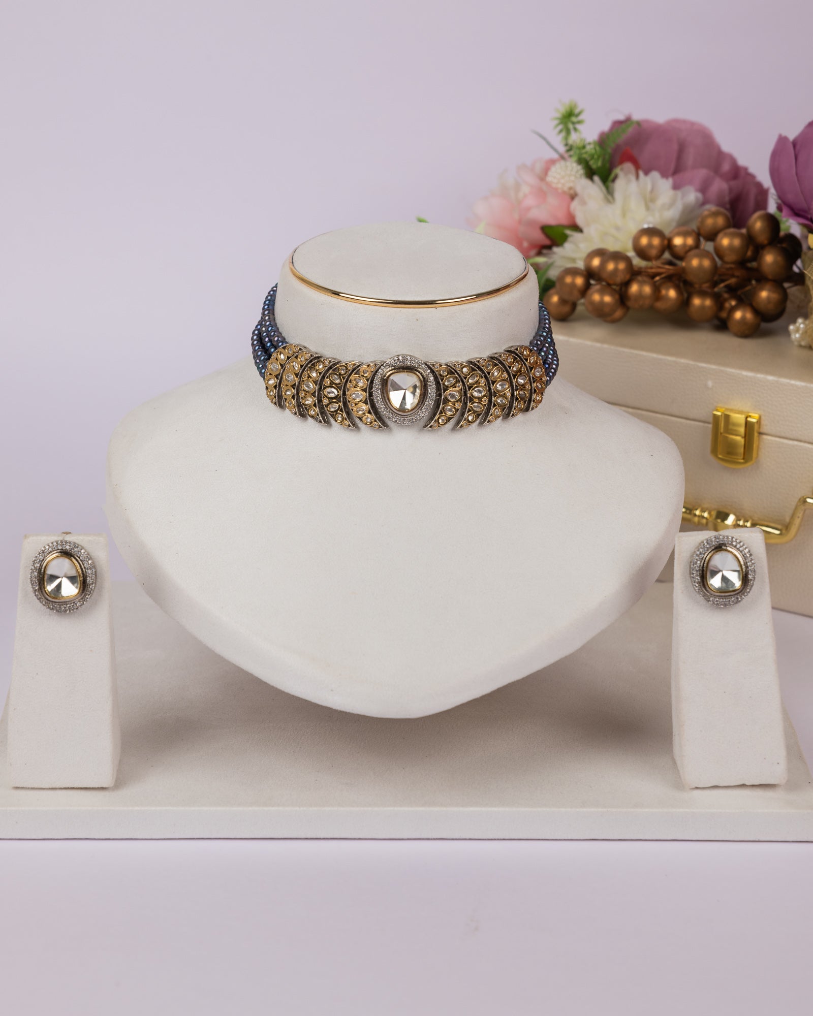 Authentic Real Natural Fresh Water Pearls Choker Set With Certificate(D.No CKR695)