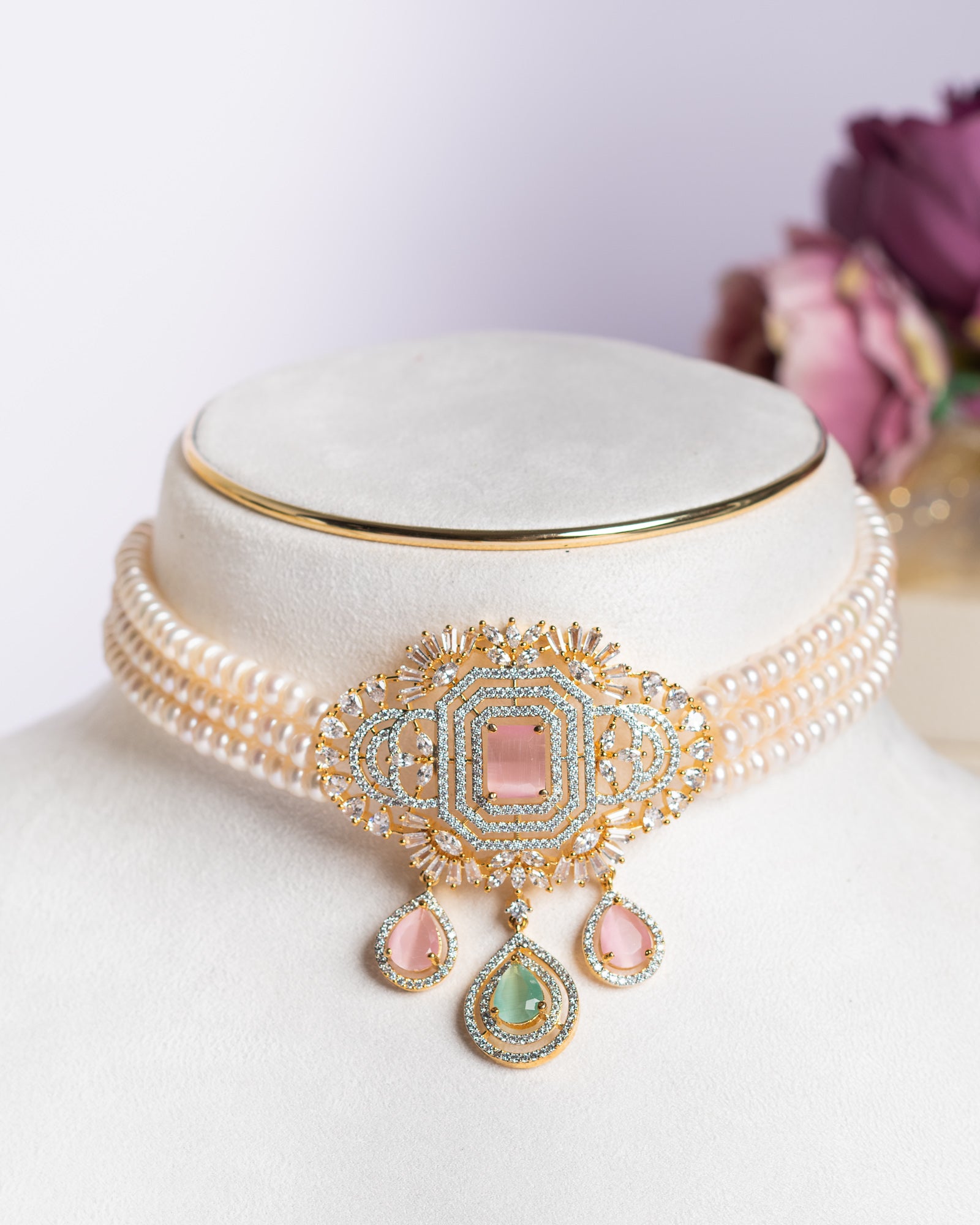Authentic Real Natural Fresh Water Pearls Choker Set With Certificate(D.No CKR696)