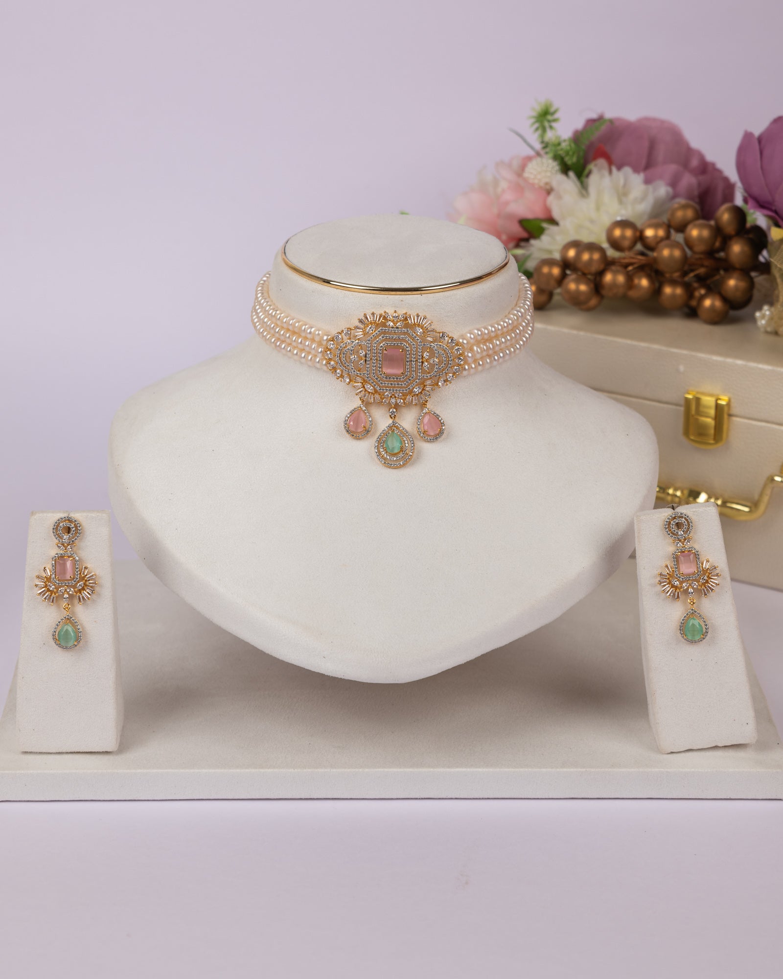 Authentic Real Natural Fresh Water Pearls Choker Set With Certificate(D.No CKR696)