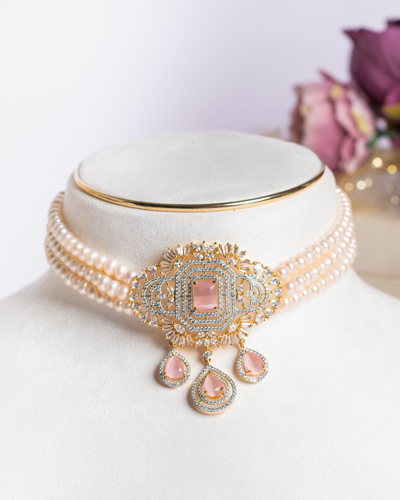 Authentic Real Natural Fresh Water Pearls Choker Set With Certificate(D.No CKR698)