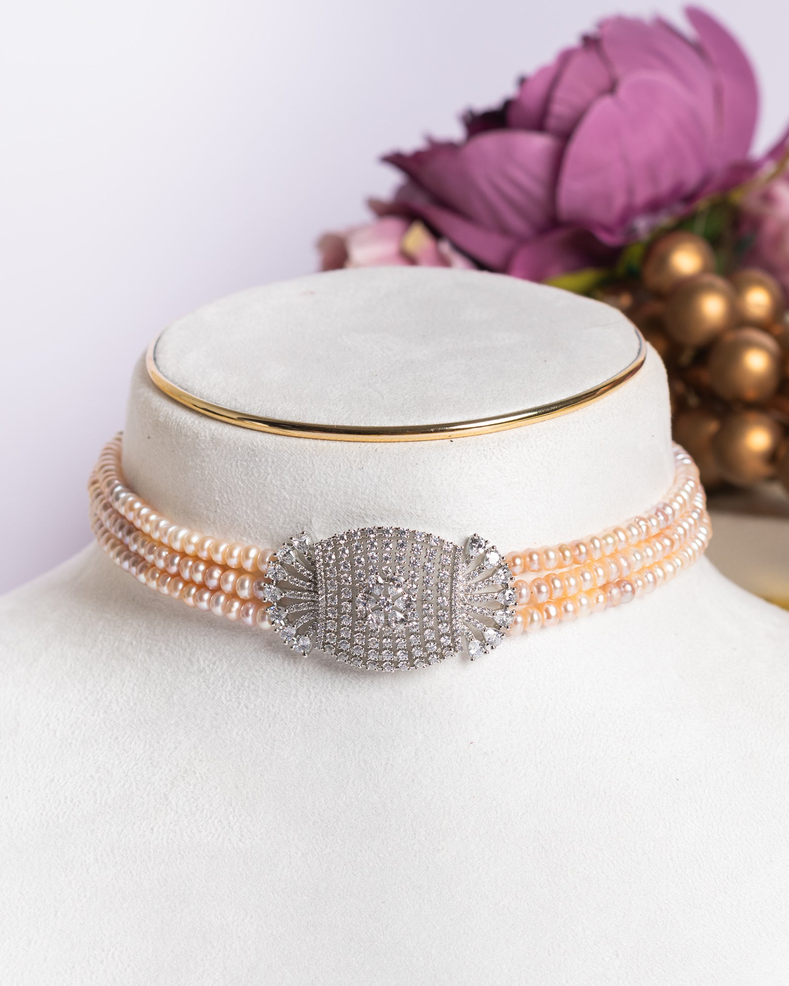 Authentic Real Natural Fresh Water Pearls Choker Set With Certificate(D.No CKR699)