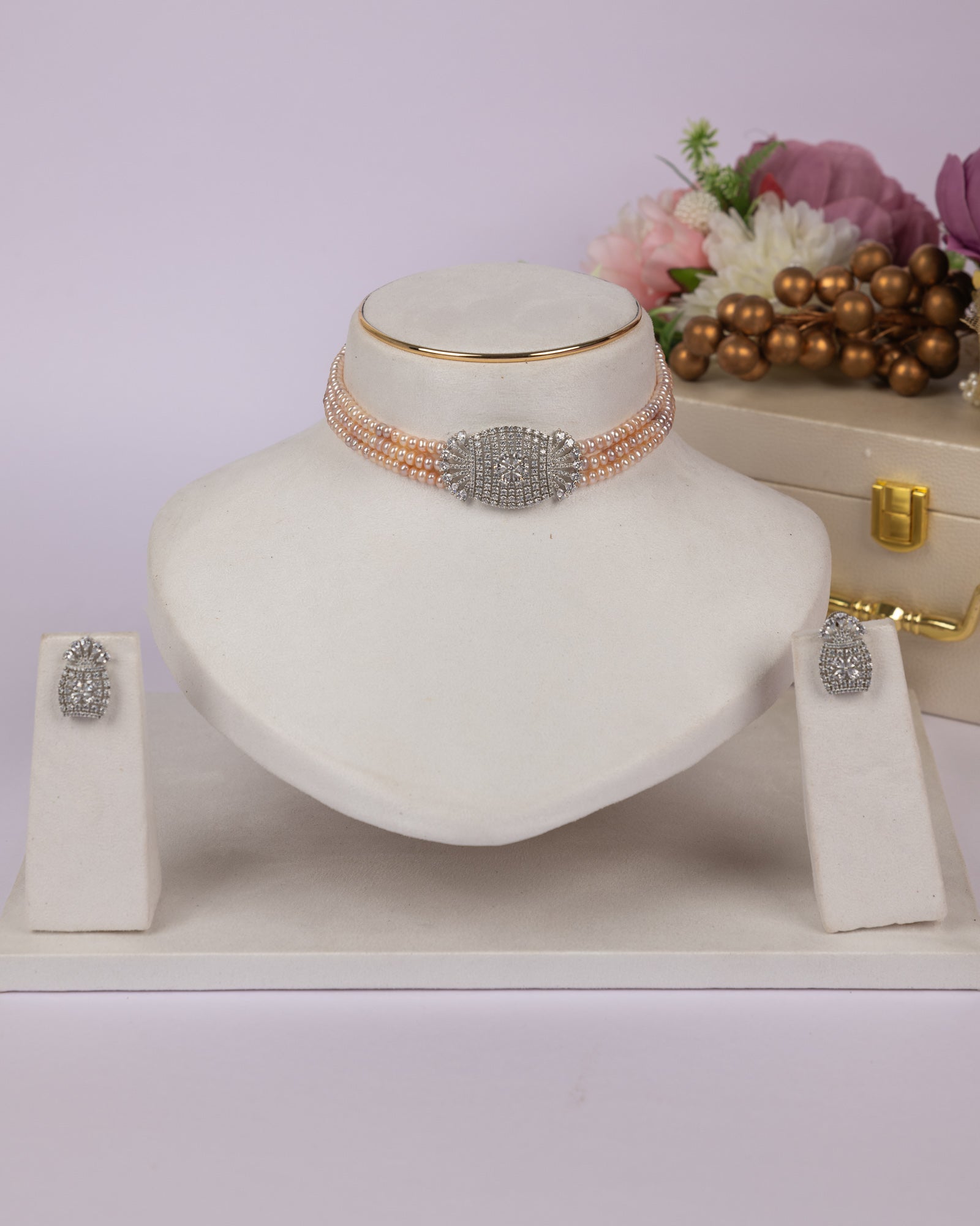 Authentic Real Natural Fresh Water Pearls Choker Set With Certificate(D.No CKR699)