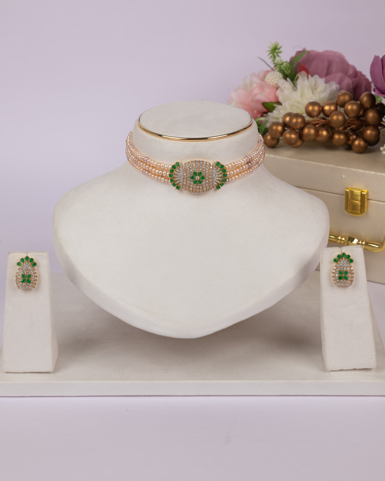 Authentic Real Natural Fresh Water Pearls Choker Set With Certificate(D.No CKR701)