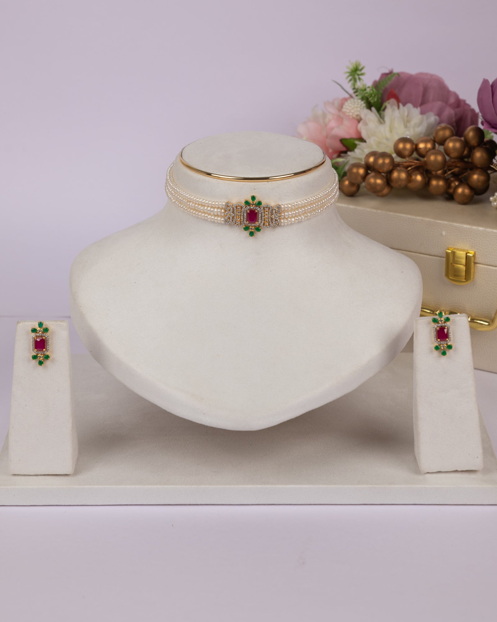 Authentic Real Natural Fresh Water Pearls Choker Set With Certificate(D.No CKR705)