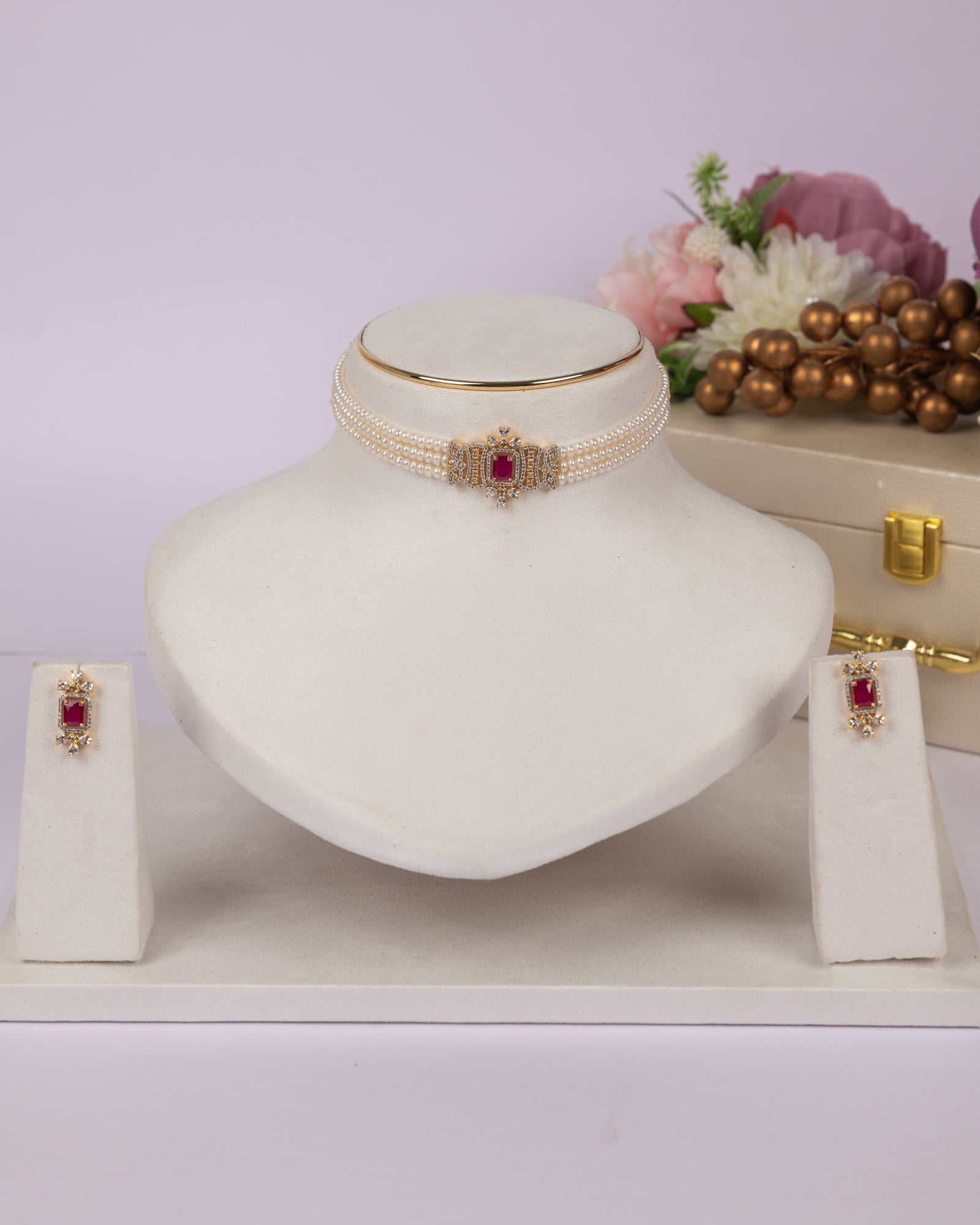 Authentic Real Natural Fresh Water Pearls Choker Set With Certificate(D.No CKR707)