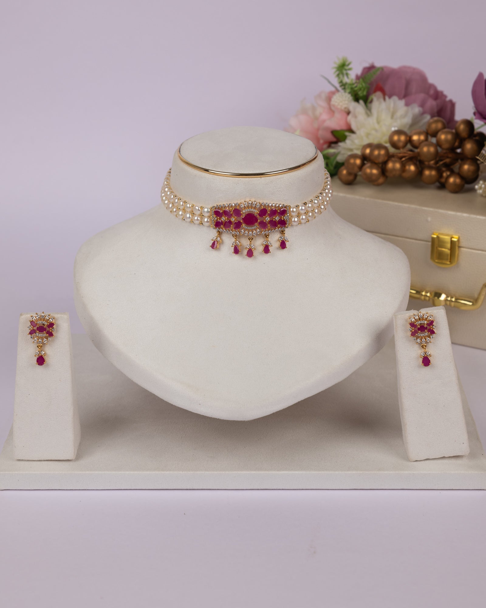 Authentic Real Natural Fresh Water Pearls Choker Set With Certificate(D.No CKR709)