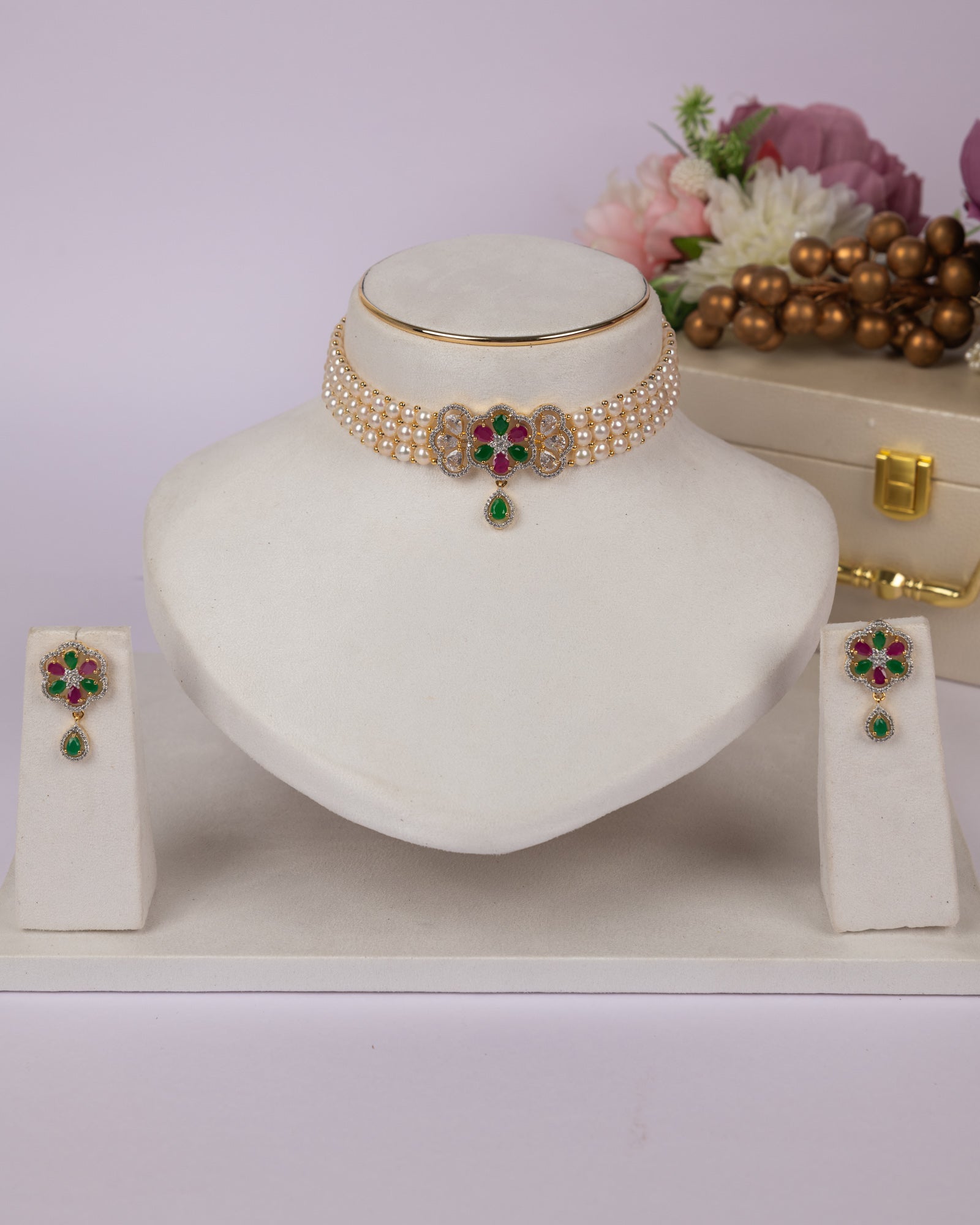 Authentic Real Natural Fresh Water Pearls Choker Set With Certificate(D.No CKR711)