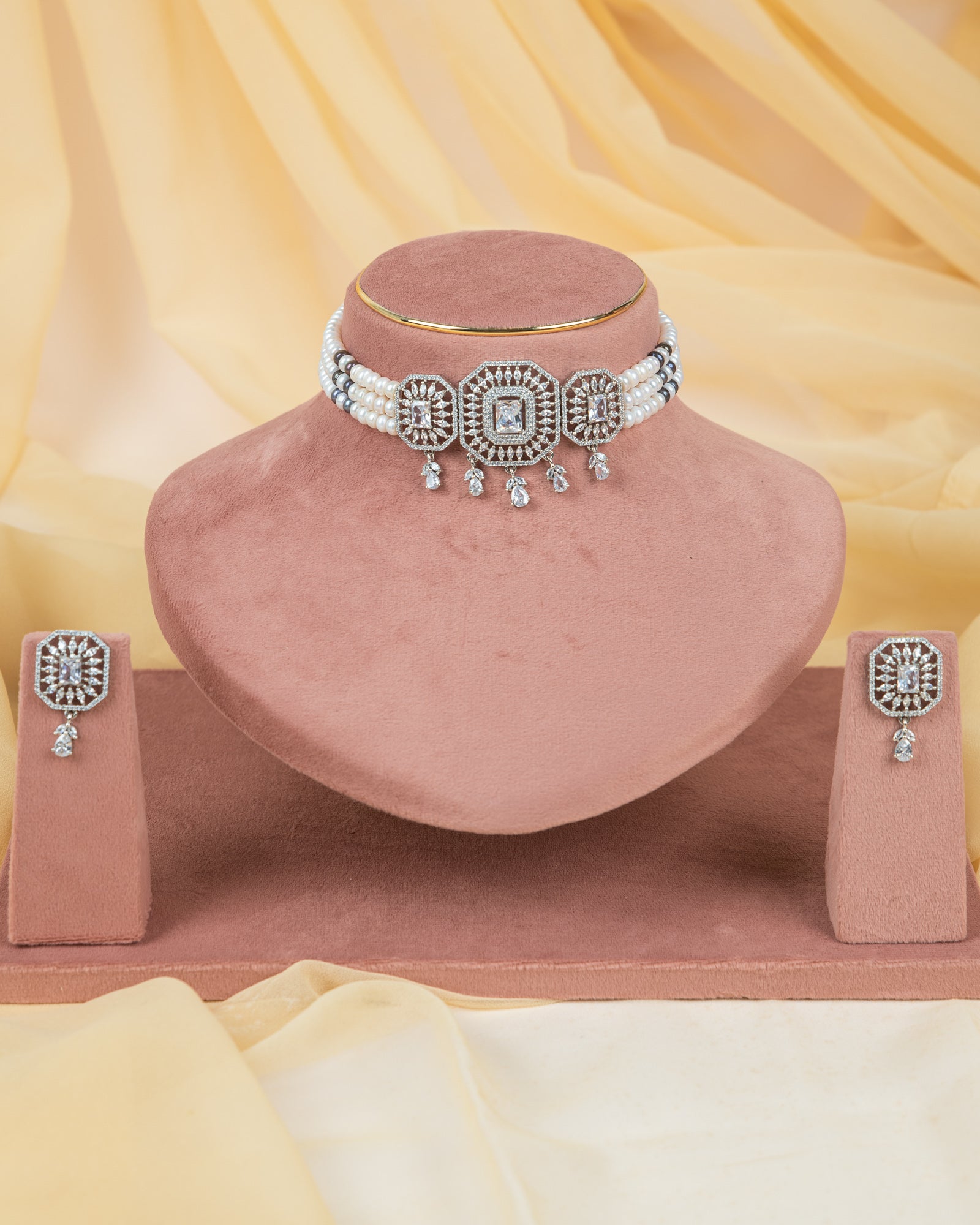 Authentic Real Natural Fresh Water Pearls Choker Set With Certificate(D.No CKR735)