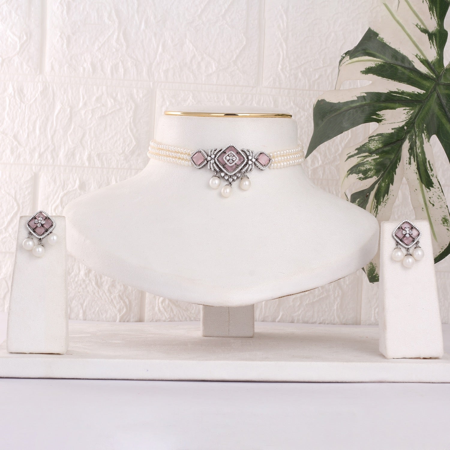 Exclusive Real Natural Fresh Water Pearls Choker Set With Certificate(D.No CKR750)