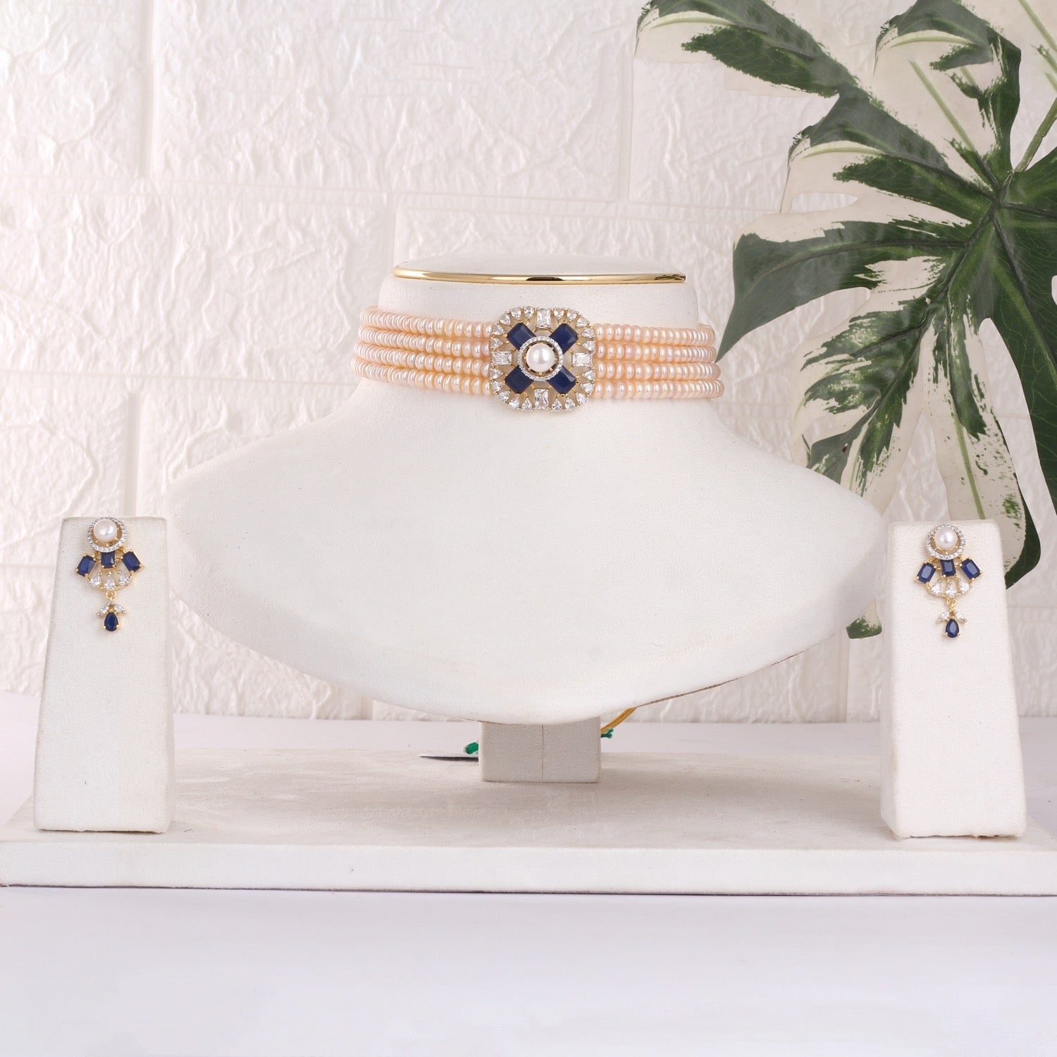 Exclusive Designer Real Natural Fresh Water Pearls Choker Set With Certificate(D.No CKR754)
