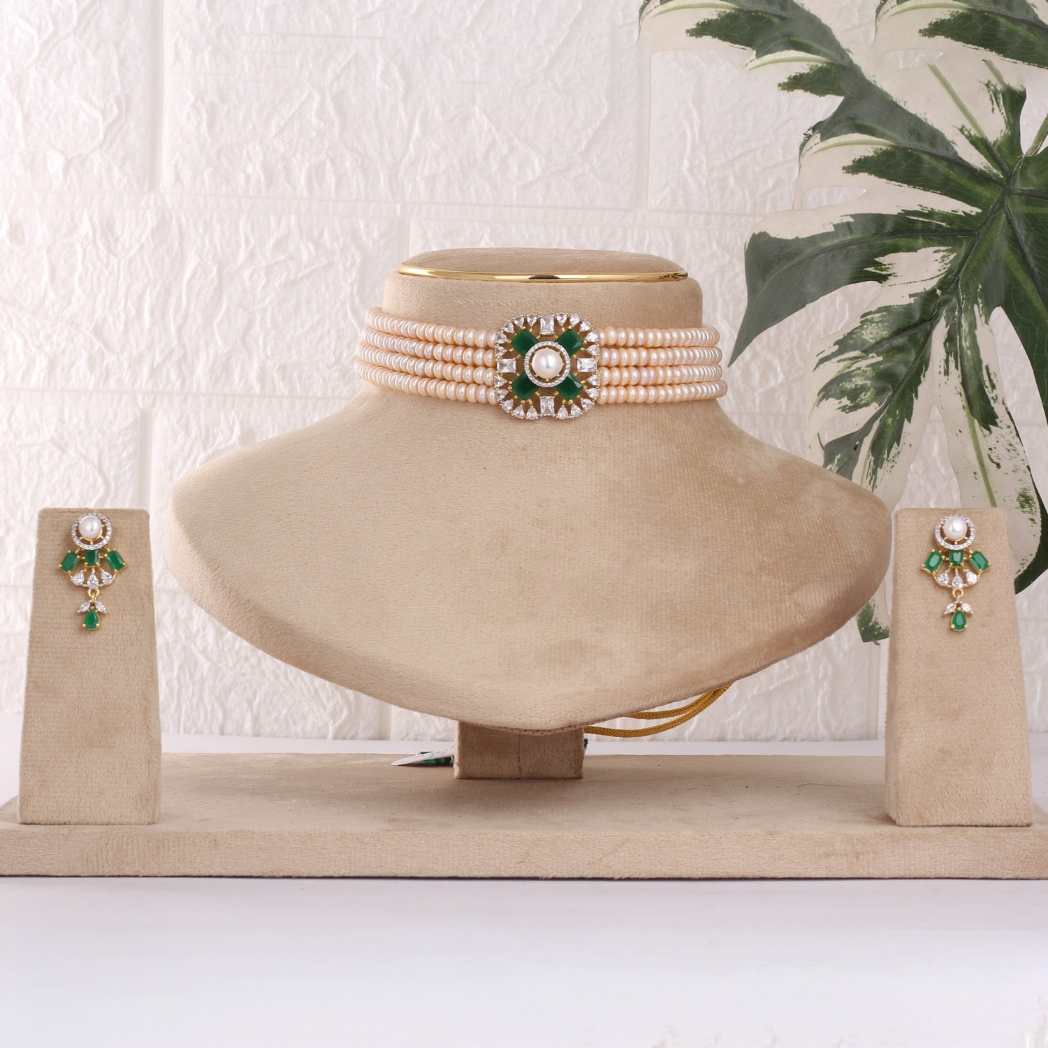 Exclusive Designer Real Natural Fresh Water Pearls Choker Set With Certificate(D.No CKR755)