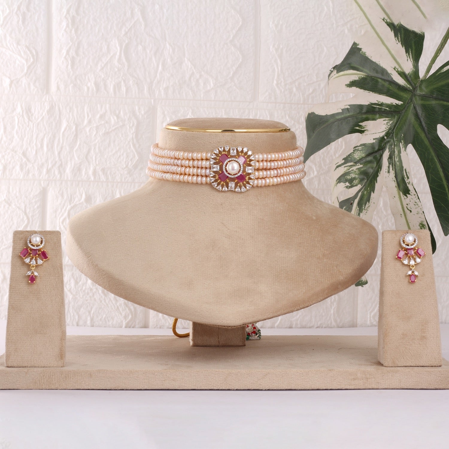 Exclusive Designer Real Natural Fresh Water Pearls Choker Set With Certificate(D.No CKR756)