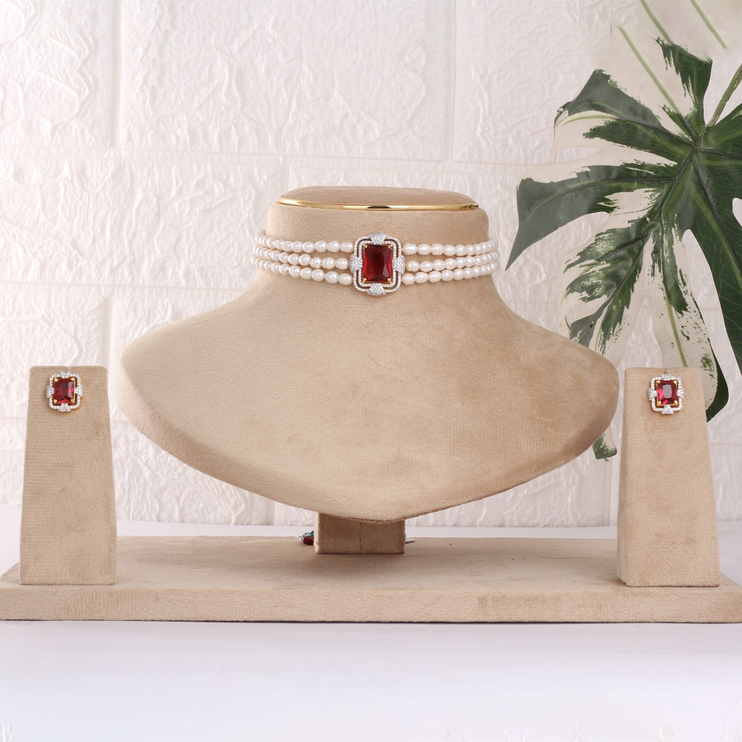 Real Natural Fresh Water Pearls Choker Set With Certificate(D.No CKR762)