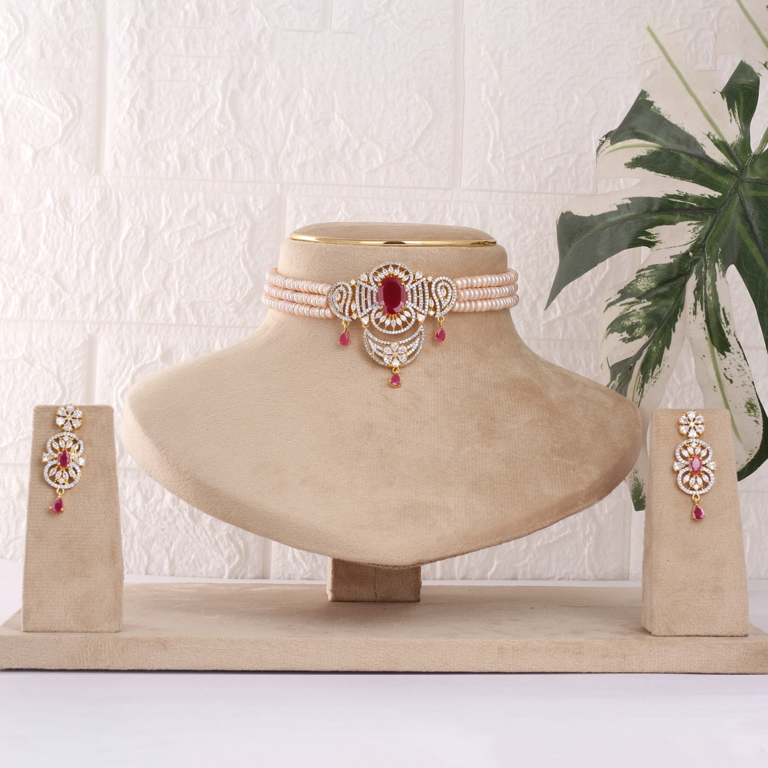 Real Natural Fresh Water Pearls Choker Set With Certificate(D.No CKR767)