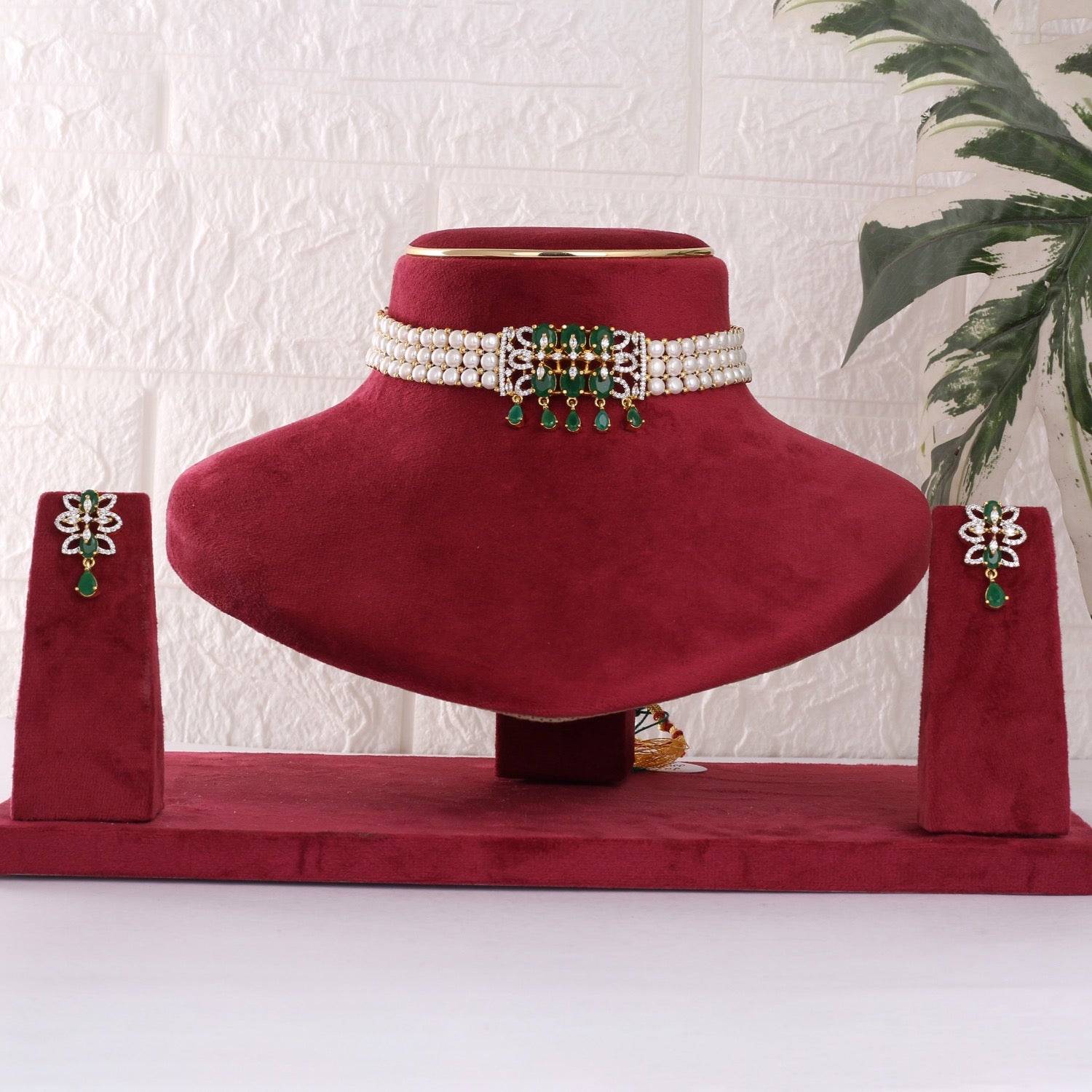 Real Natural Fresh Water Button Pearls Choker Set With Certificate(D.No CKR770)