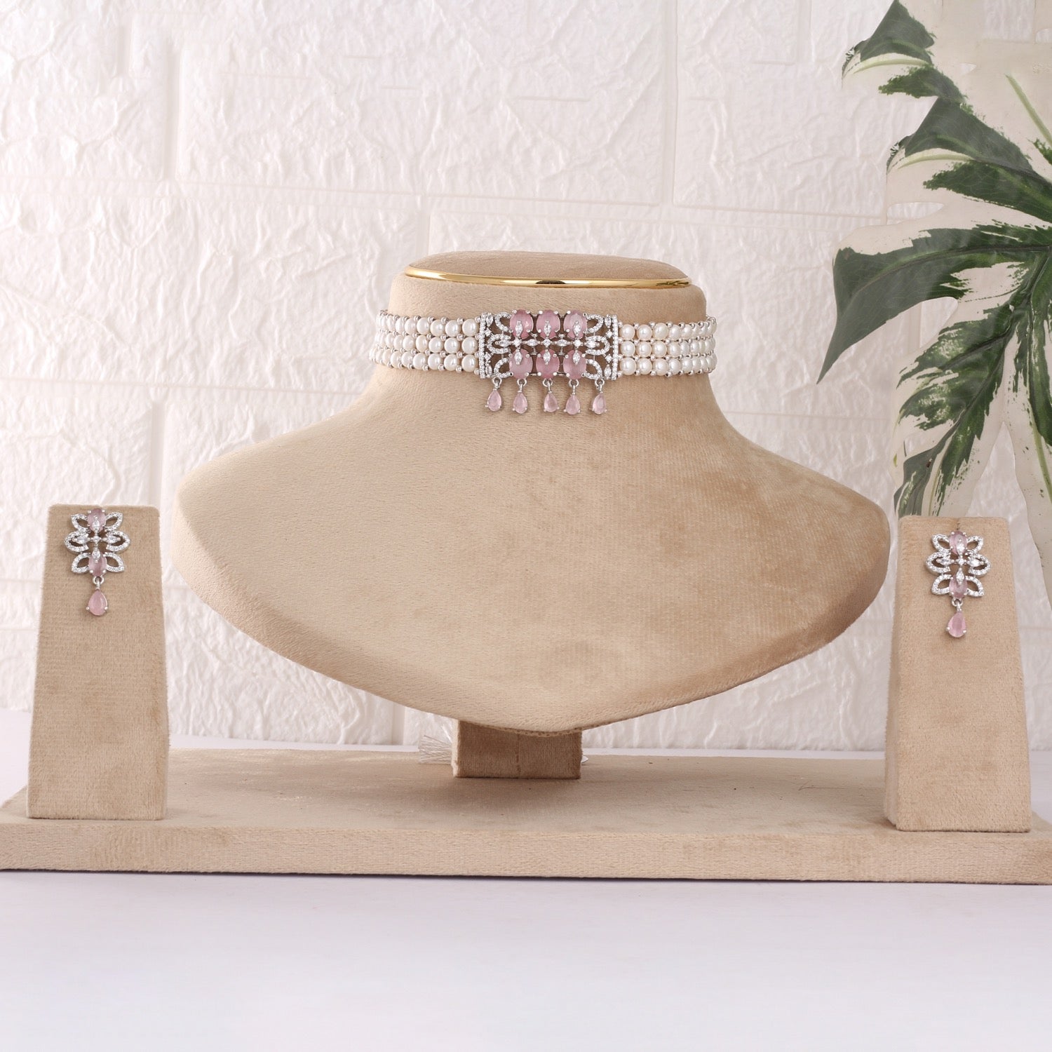 Real Natural Fresh Water Button Pearls Choker Set With Certificate(D.No CKR771)