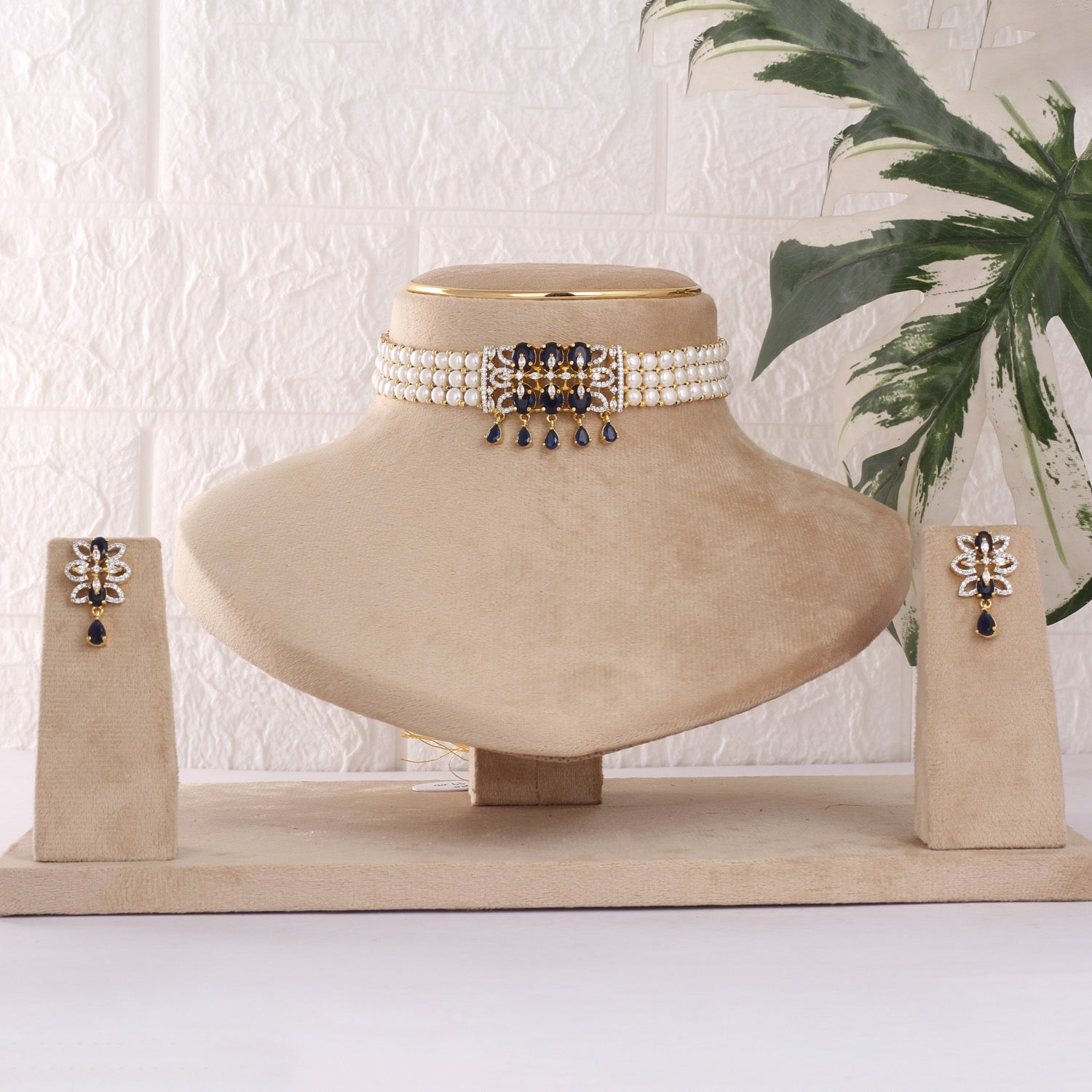 Real Natural Fresh Water Button Pearls Choker Set With Certificate(D.No CKR773)