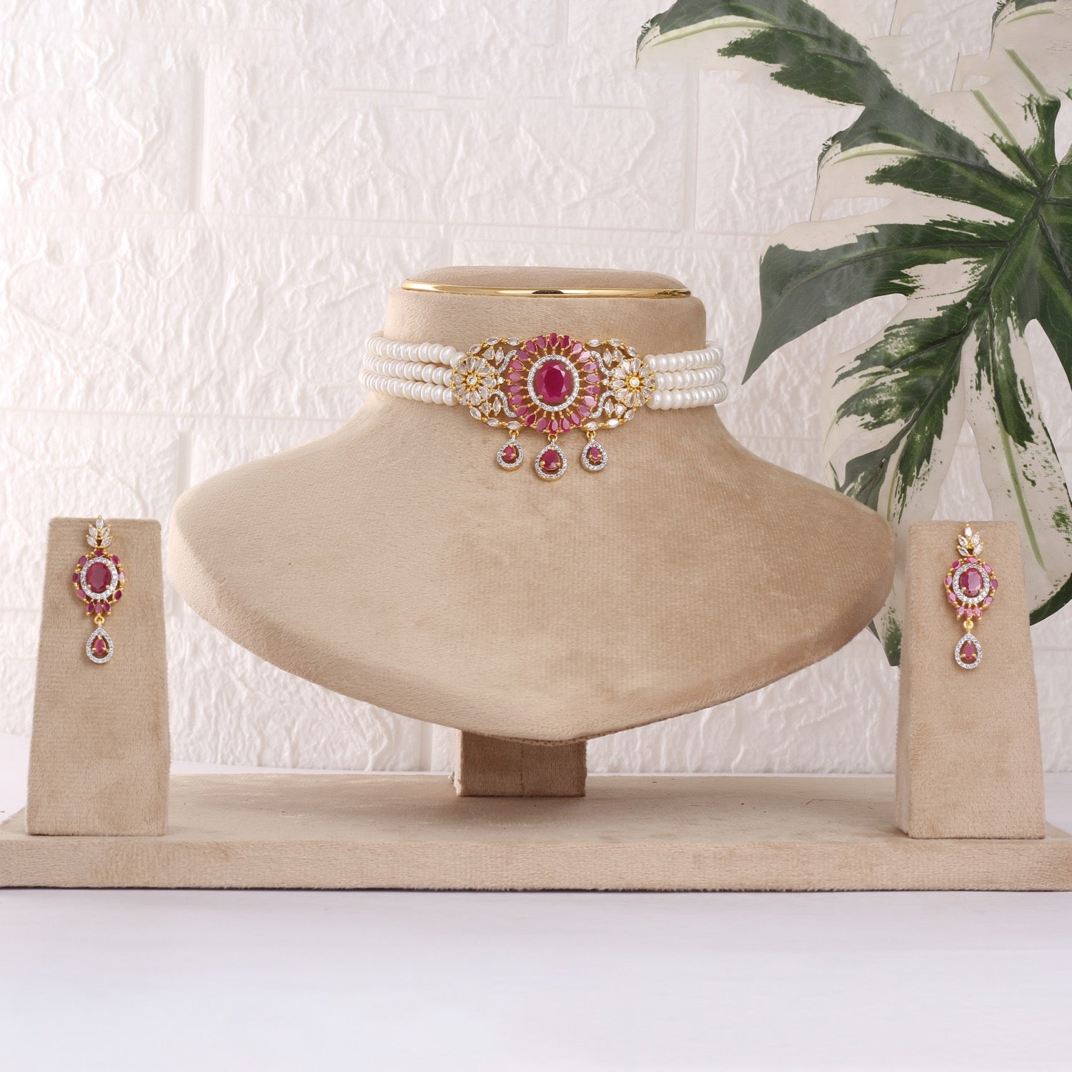 Real Natural Fresh Water Pearls Choker Set With Certificate(D.No CKR776)