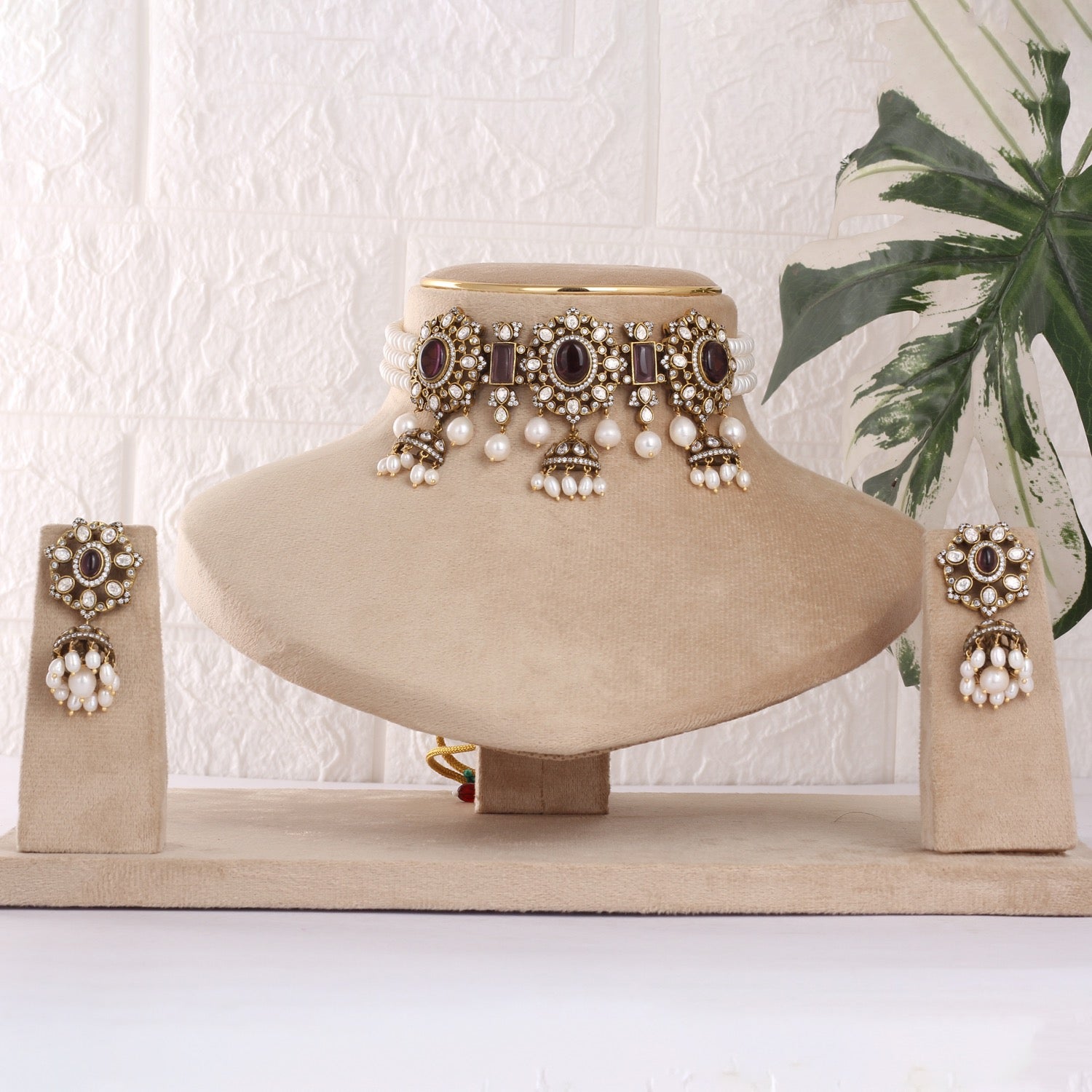Exclusive Designer Real Natural Fresh Water Pearls Choker Set With Certificate(D.No CKR788)
