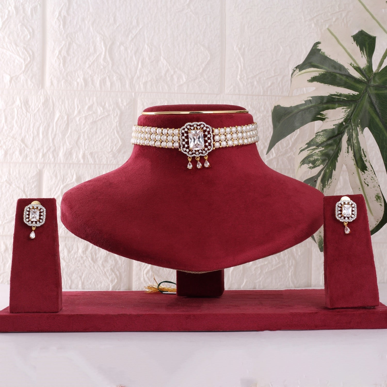 Real Natural Fresh Water Button Pearls Choker Set With Certificate(D.No CKR790)