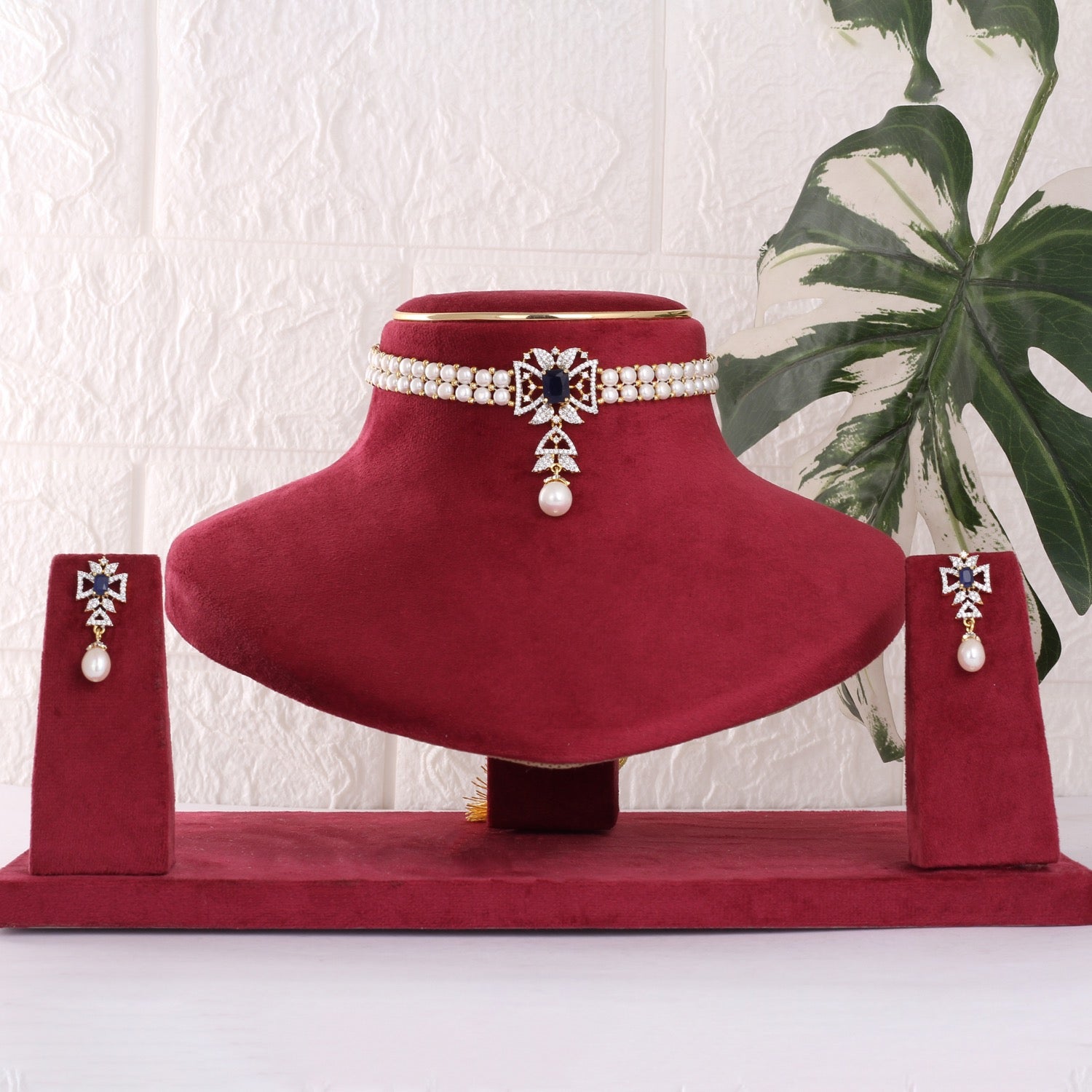 Real Natural Fresh Water Button Pearls Choker Set With Certificate(D.No CKR804)