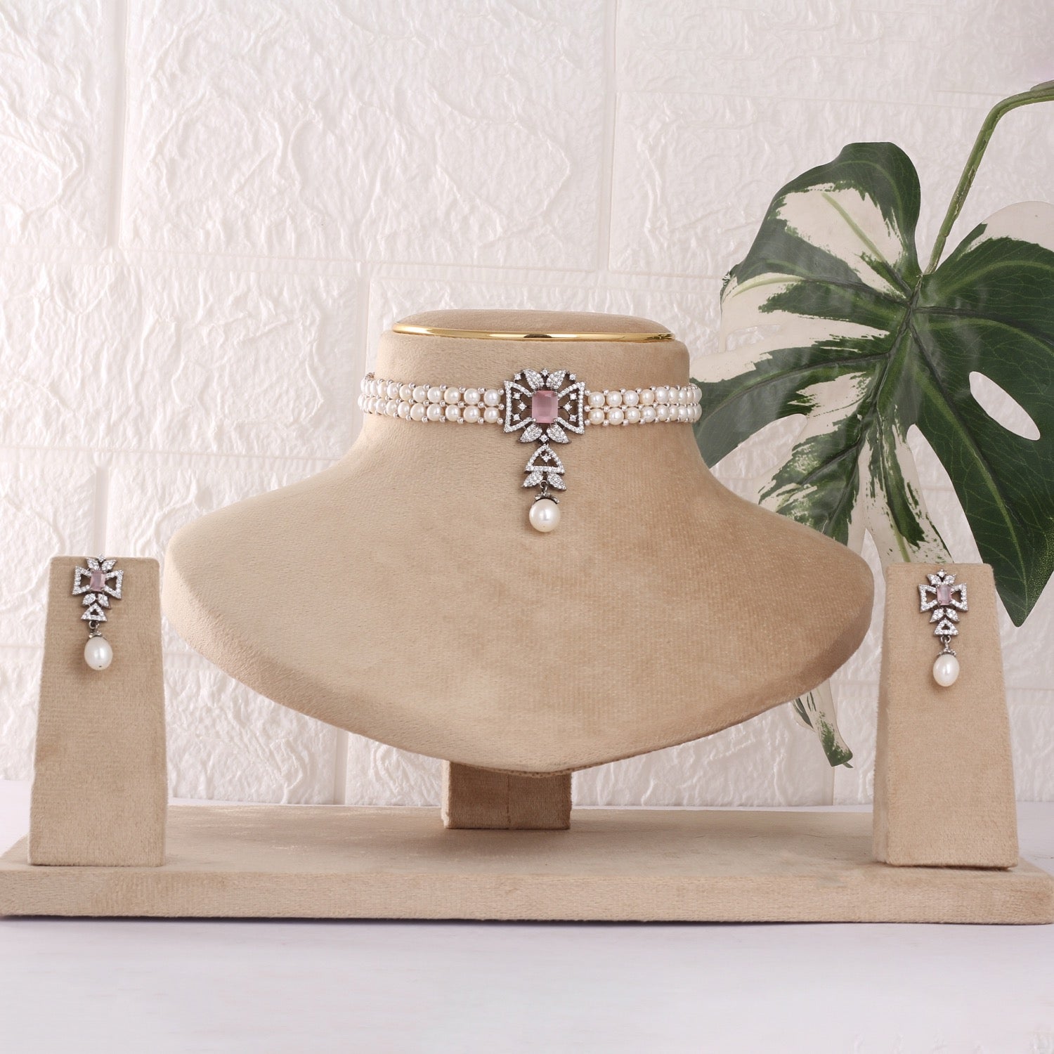 Real Natural Fresh Water Button Pearls Choker Set With Certificate(D.No CKR806)