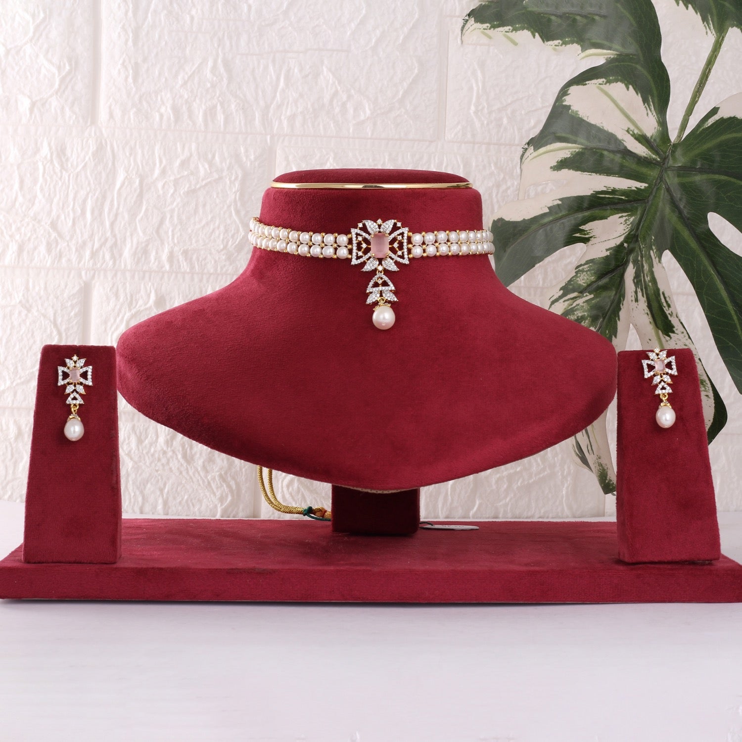 Real Natural Fresh Water Button Pearls Choker Set With Certificate(D.No CKR807)