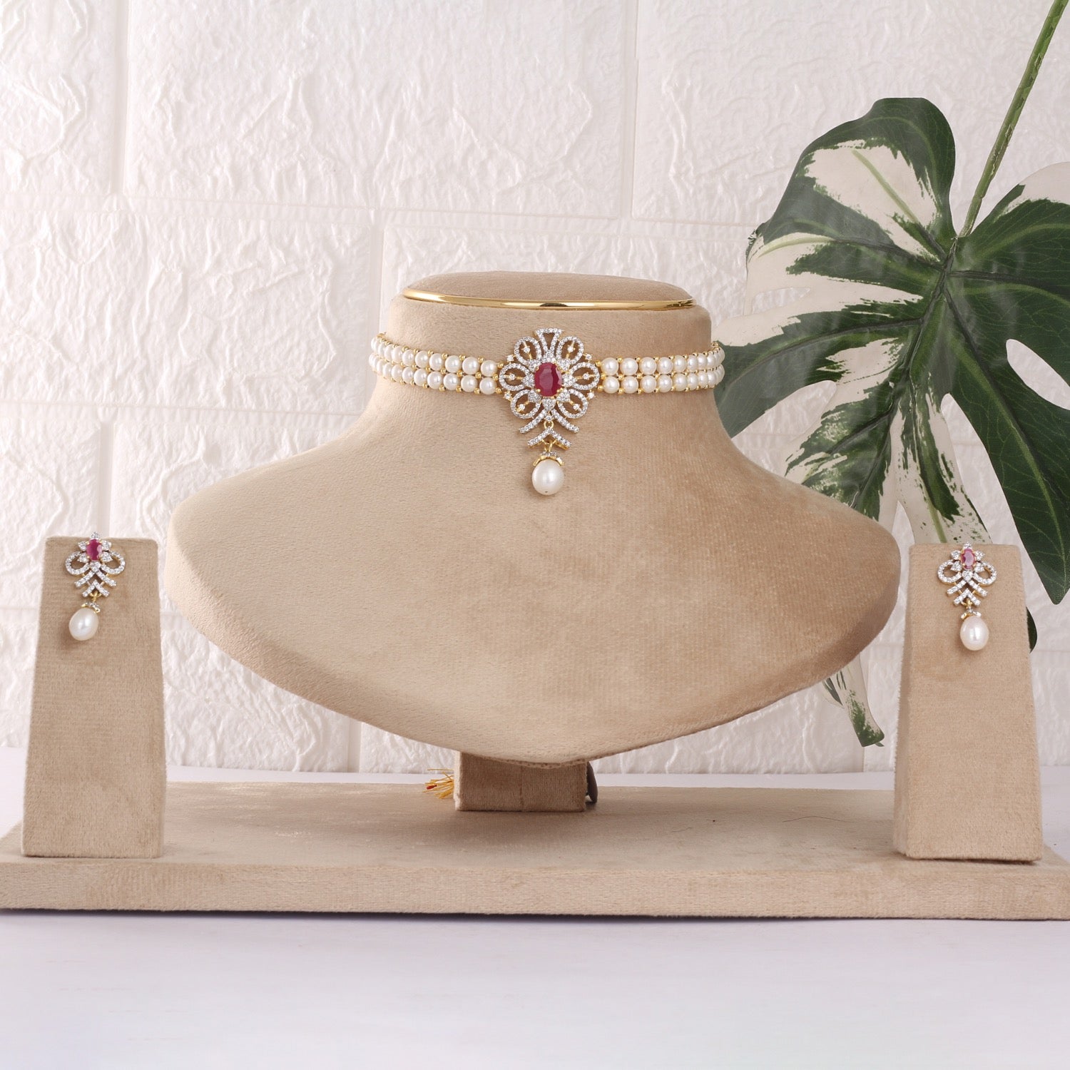 Designer Real Natural Fresh Water Button Pearls Choker Set With Certificate(D.No CKR818)