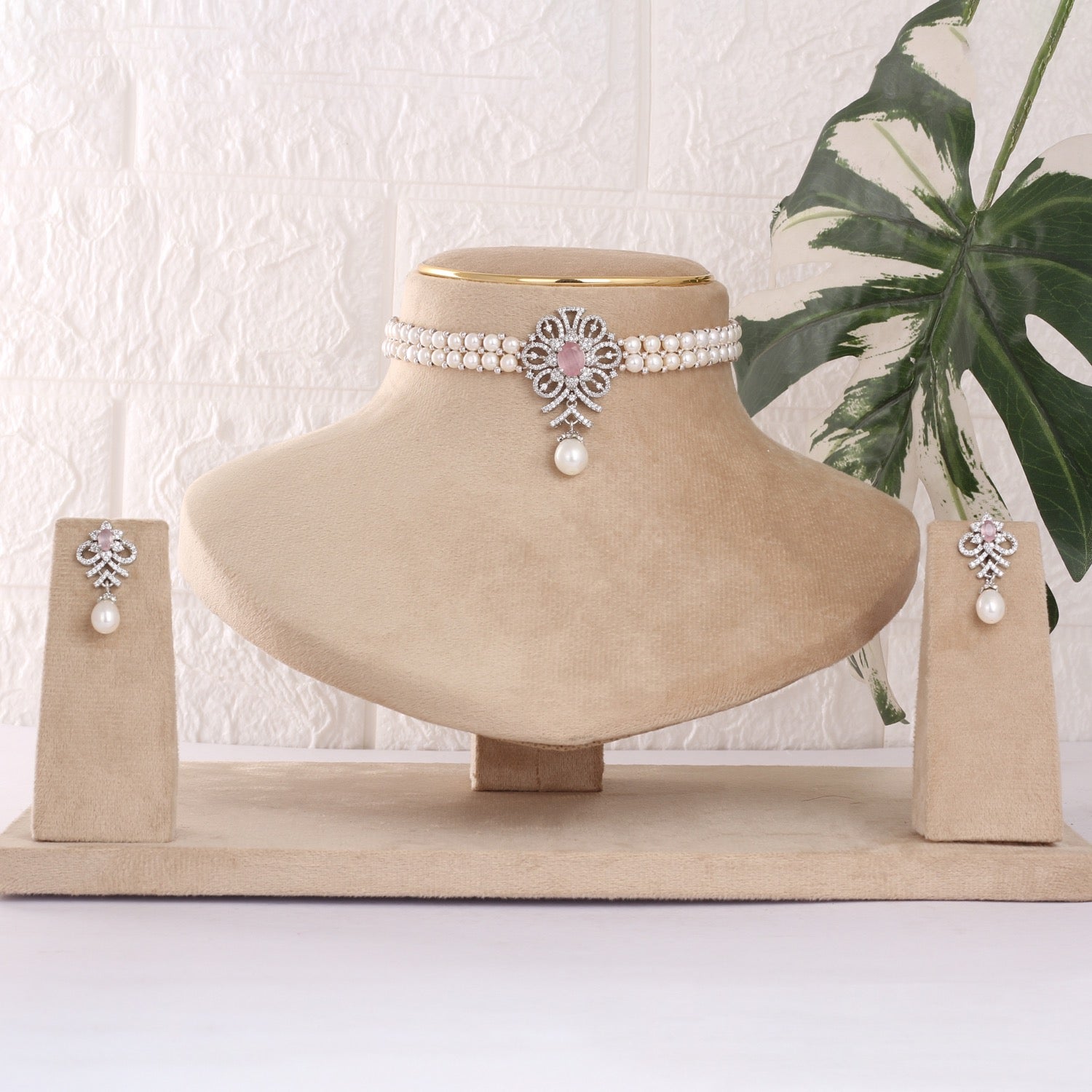 Designer Real Natural Fresh Water Button Pearls Choker Set With Certificate(D.No CKR819)