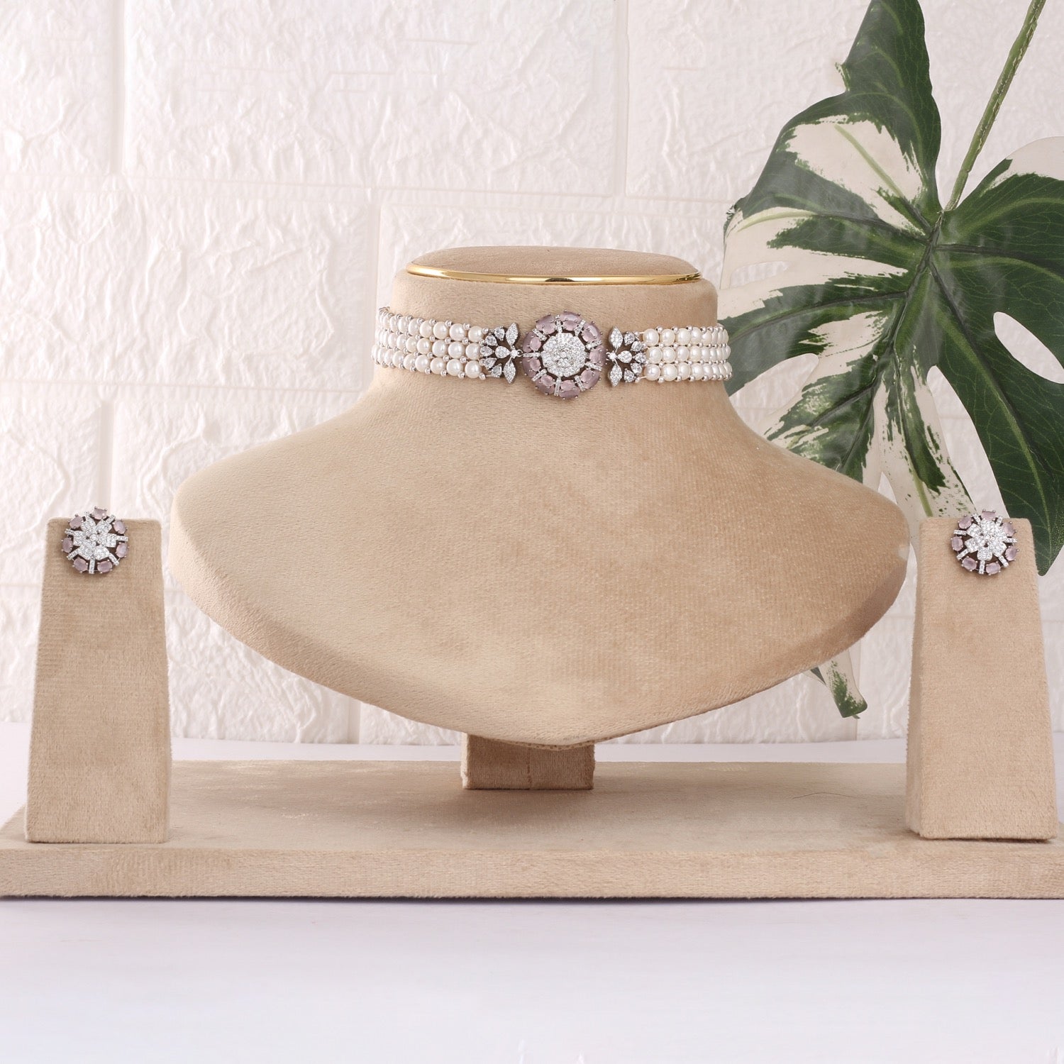 Designer Real Natural Fresh Water Button Pearls Choker Set With Certificate(D.No CKR823)