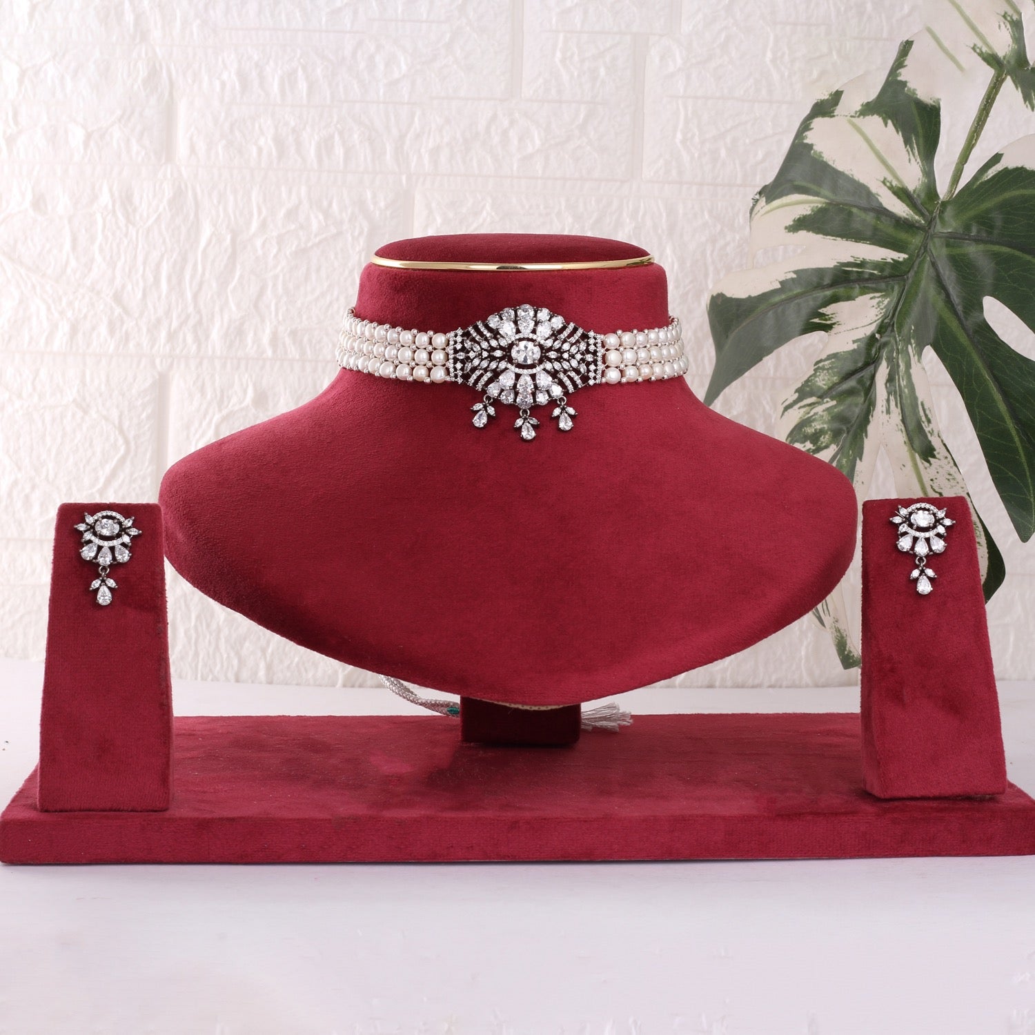 Designer Real Natural Fresh Water Button Pearls Choker Set With Certificate(D.No CKR824)