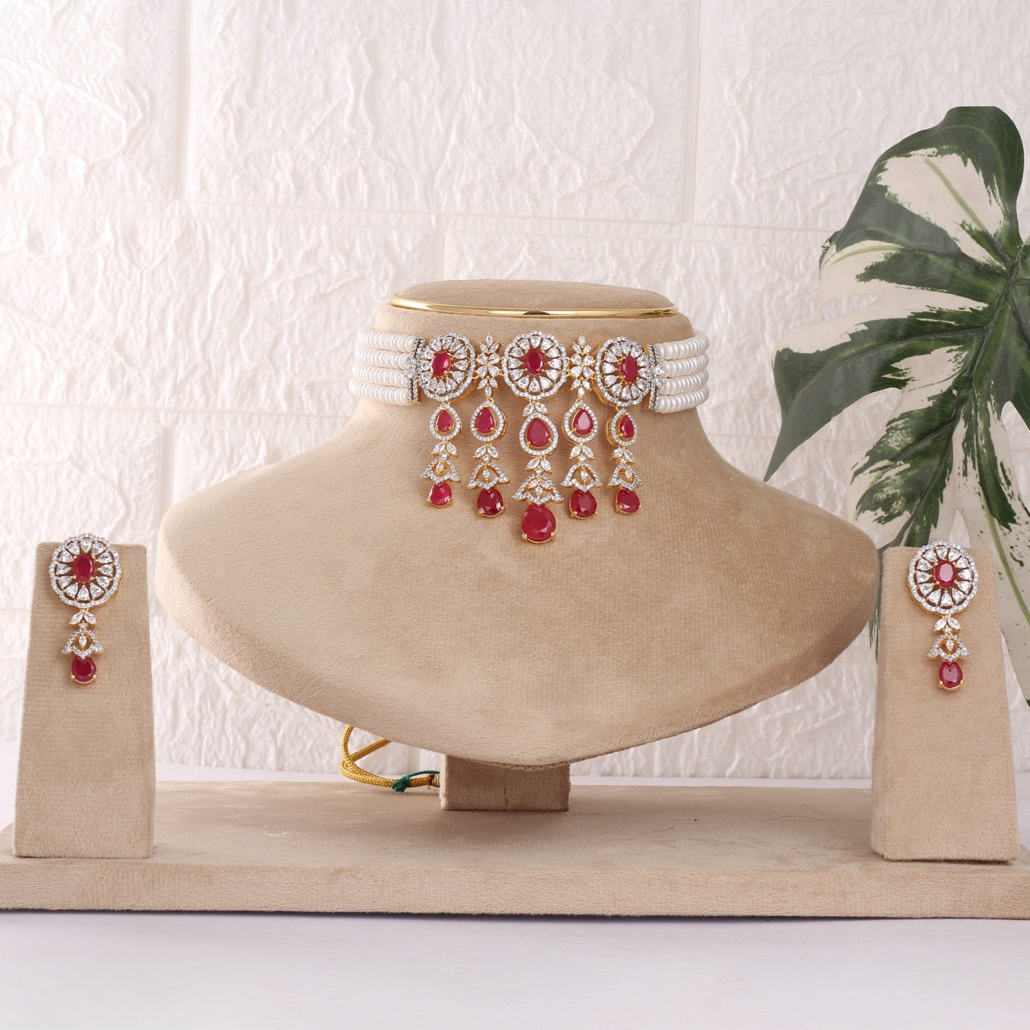 Exclusive Designer Real Natural Fresh Water Pearls Choker Set With Certificate(D.No CKR828)