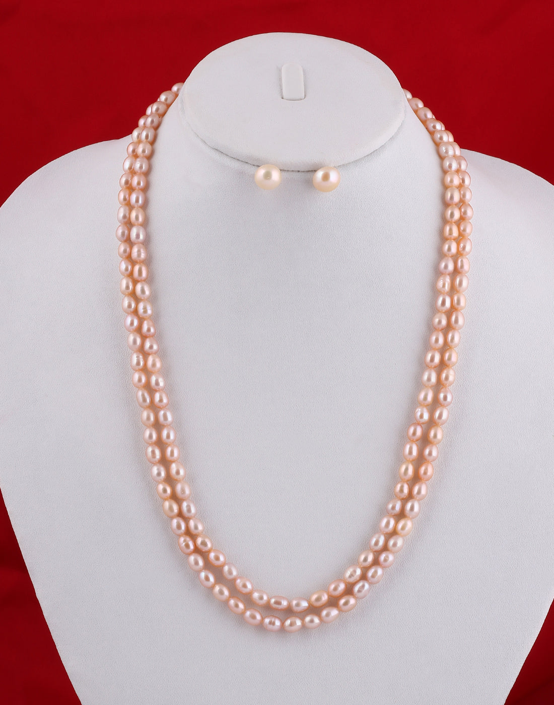 Real Natural Fresh Water Double Line Pearls Mala Set 5 MM With Cert.No NPS129)