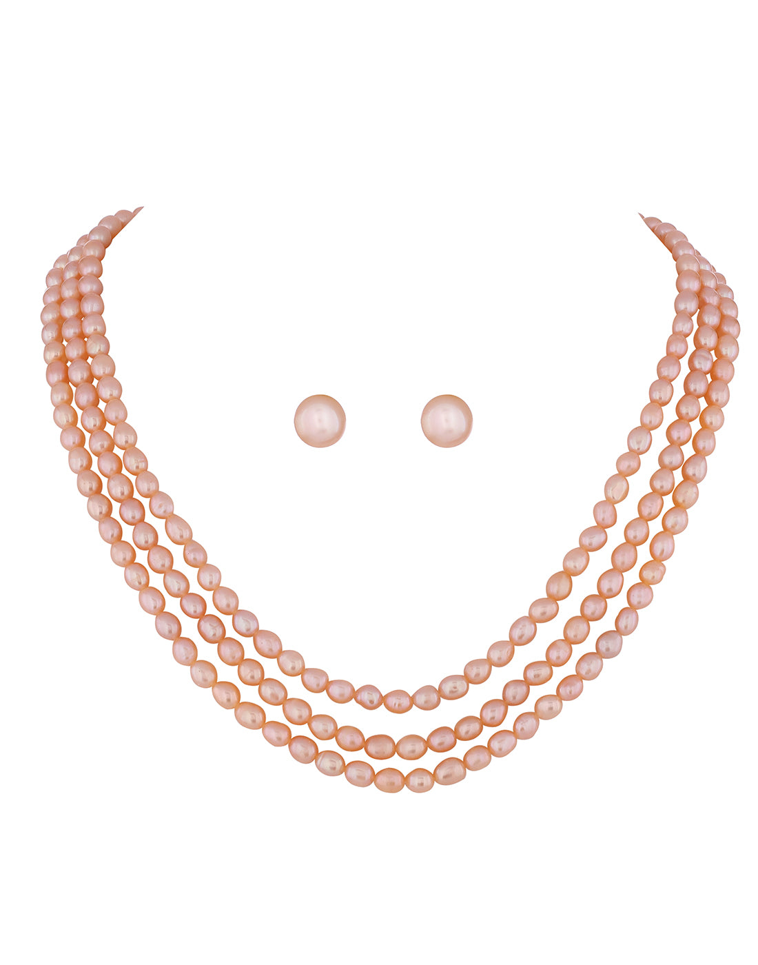 Real Natural Fresh Water Triple Line Pearls Mala Set 5 MM With Cert.No NPS130)