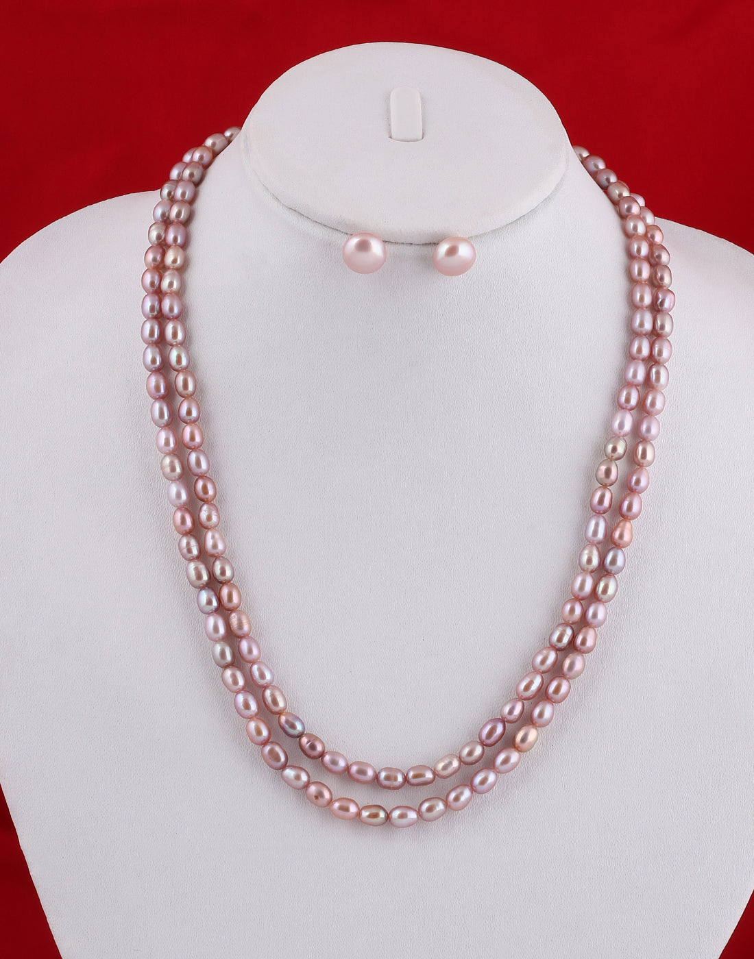 Real Natural Fresh Water Double Line Pearls Mala Set 5 MM With Cert.No NPS132)