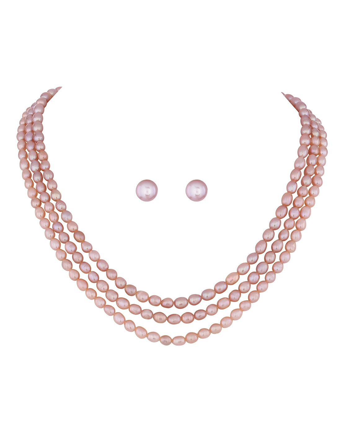 Real Natural Fresh Water Triple Line Pearls Mala Set 5 MM With Cert.No NPS133)