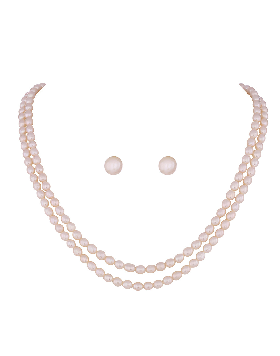 Real Natural Fresh Water Double Line Pearls Mala Set 5 MM With Certificate(D.No NPS134)