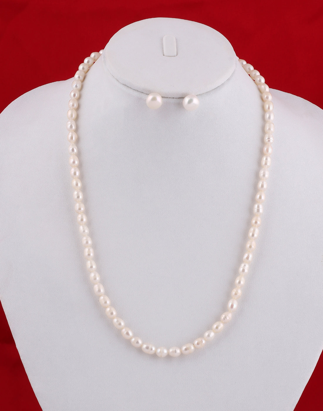 Real Natural Fresh Water Single Line Pearls Mala Set 5 MM With Certificate(D.No NPS134A)