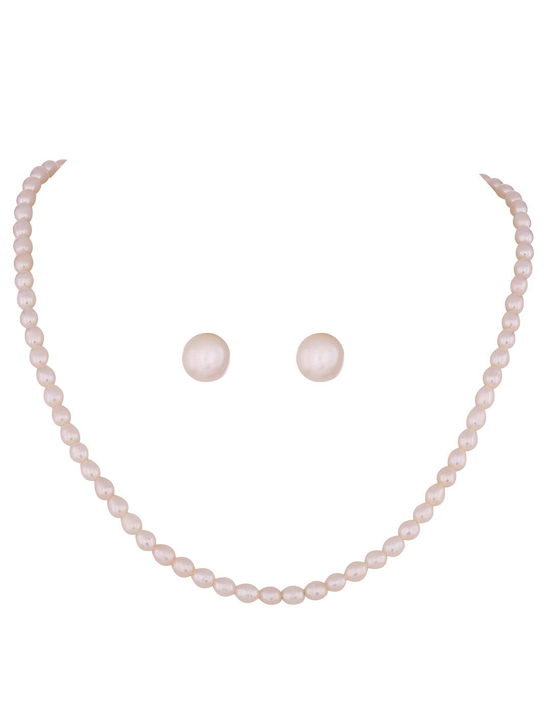 Real Natural Fresh Water Single Line Pearls Mala Set 5 MM With Certificate(D.No NPS134A)