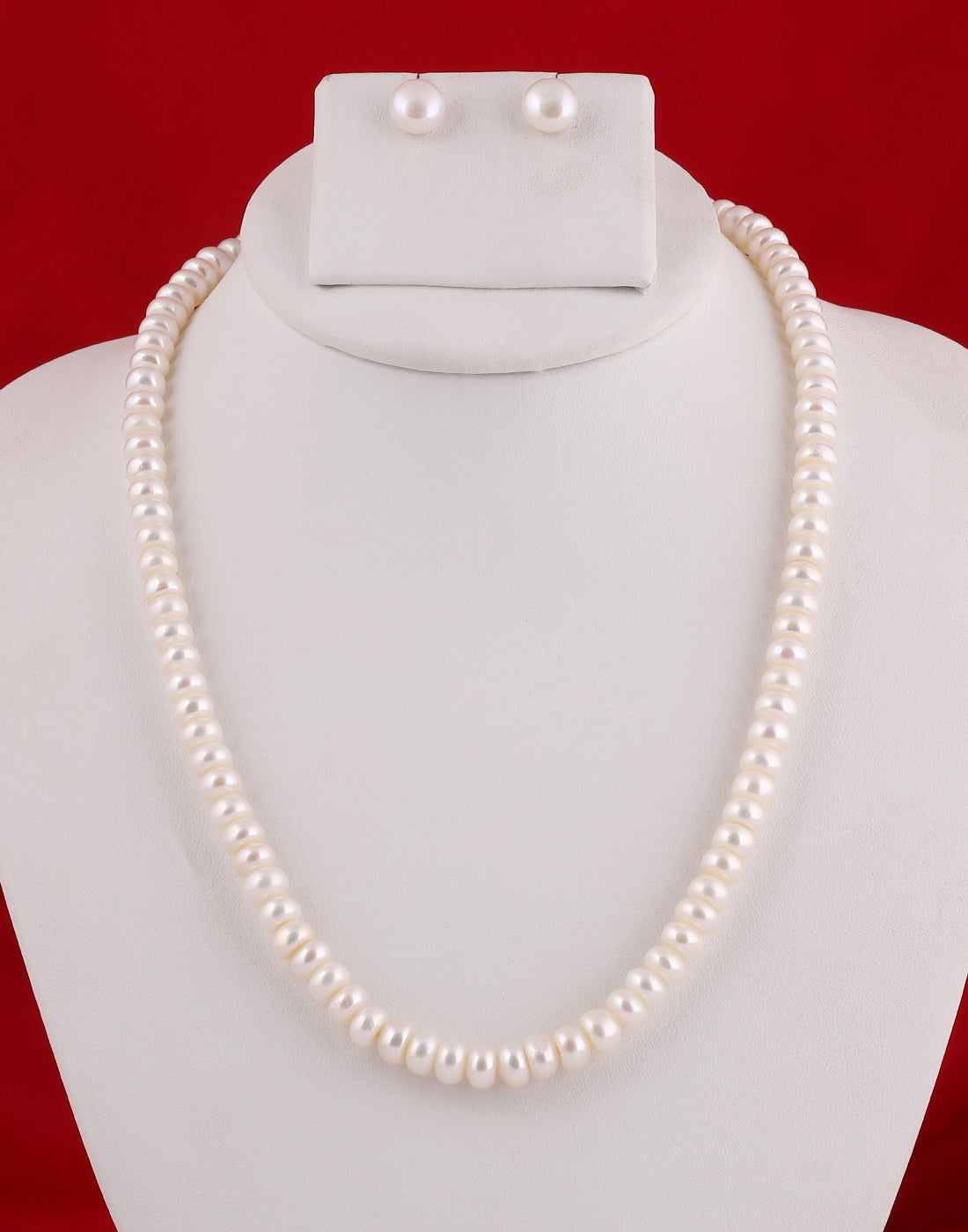 Real Natural Fresh Water Single Line Pearls Mala Set 5 MM With Certificate(D.No NPS144)
