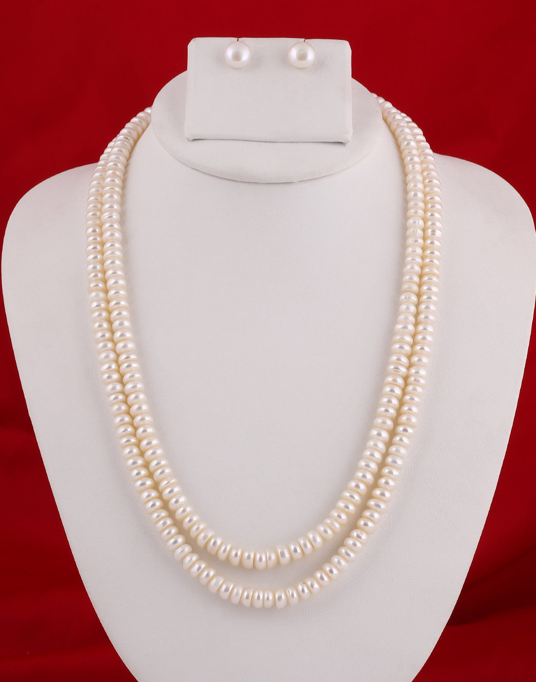 Real Natural Fresh Water Double Line Pearls Mala Set 5 MM With Certificate(D.No NPS145)