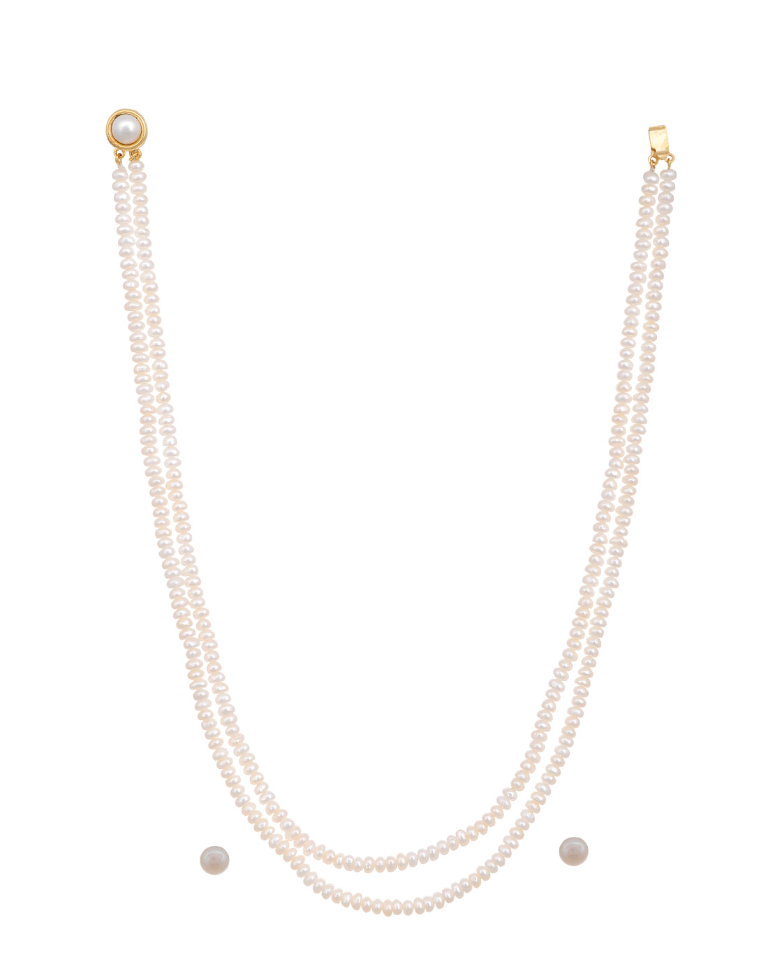 Real Natural Fresh Water Double Line Pearls Mala Set 5 MM With Certificate(D.No NPS145)