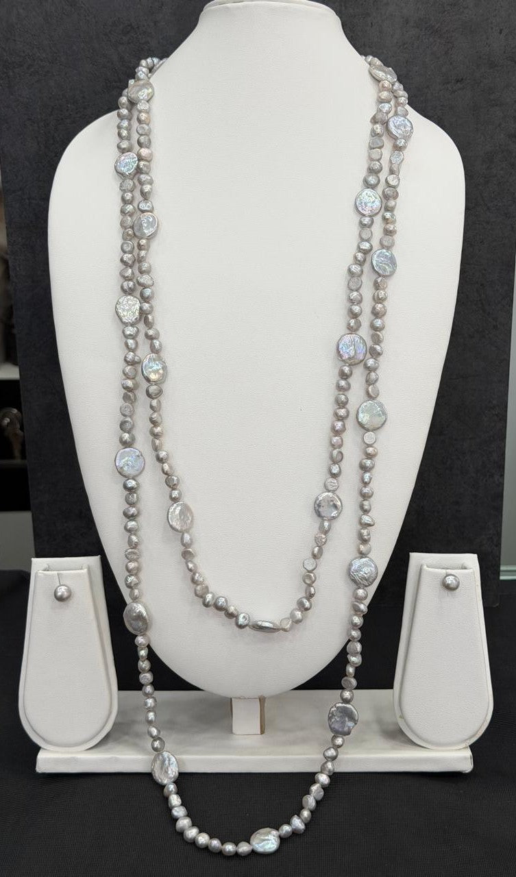 Long Length 70 Inches Authentic Real Natural Fresh Water knotted Pearls Mala With Certificate(D.No NPS152)