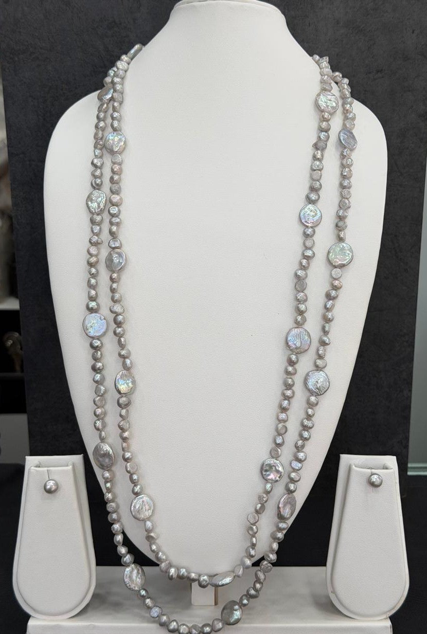 Long Length 70 Inches Authentic Real Natural Fresh Water knotted Pearls Mala With Certificate(D.No NPS152)