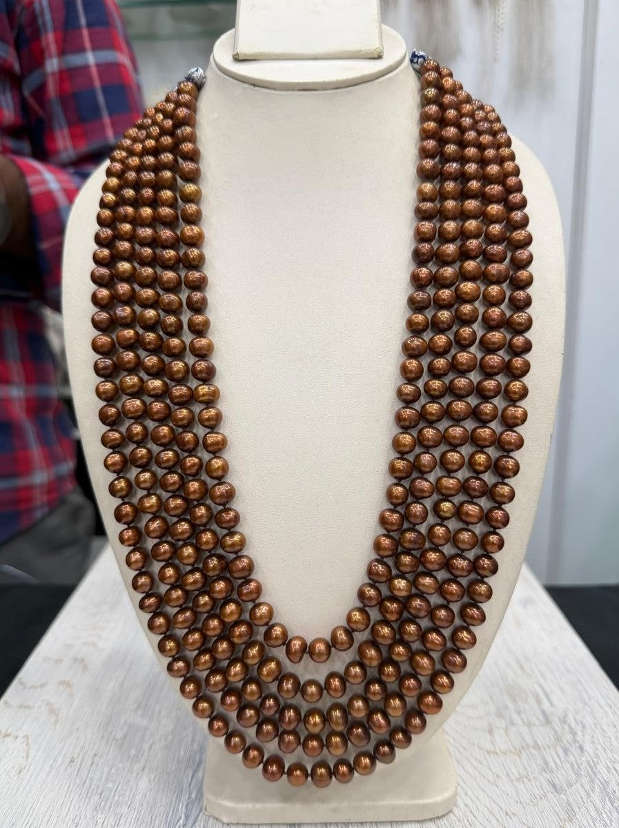 Long Length 20 Inches Authentic Real Natural Fresh Water knotted Pearls Mala With Certificate(D.No NPS162)