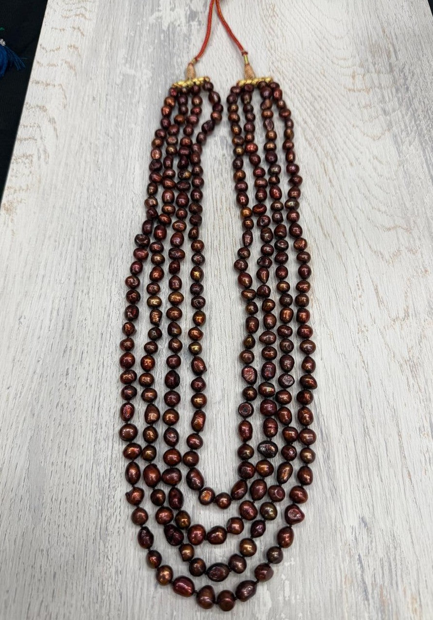 Long Length 24 Inches Authentic Real Natural Fresh Water knotted Pearls Mala With Certificate(D.No NPS163)