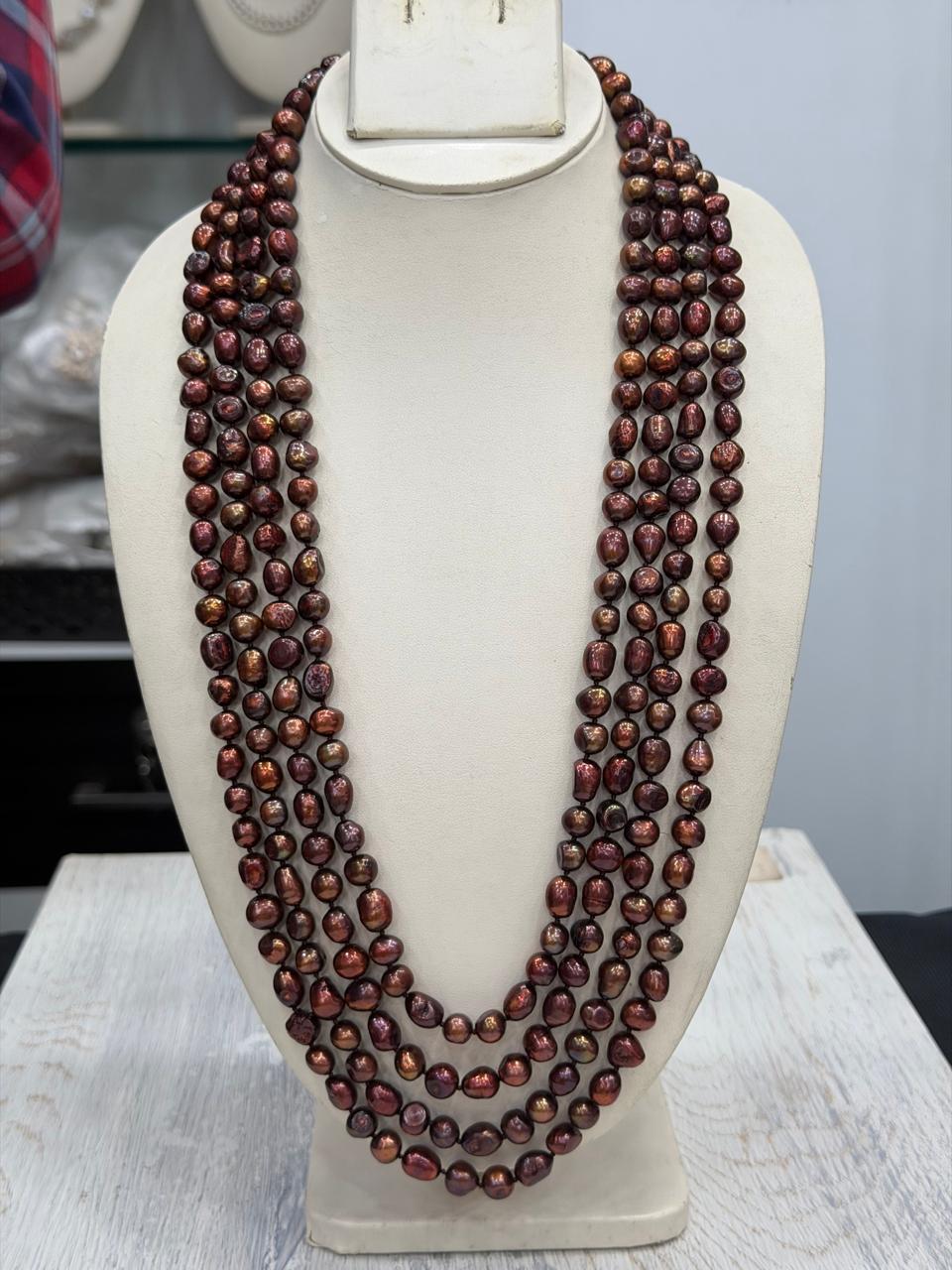Long Length 24 Inches Authentic Real Natural Fresh Water knotted Pearls Mala With Certificate(D.No NPS163)