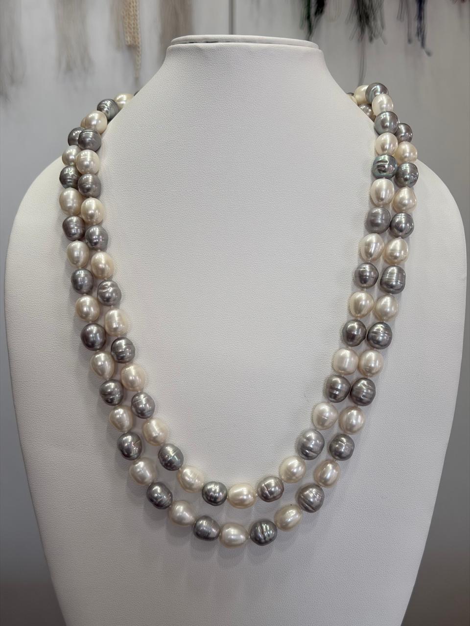 Long Length 48 Inches Authentic Real Natural Fresh Water knotted Pearls Mala With Certificate(D.No NPS166)